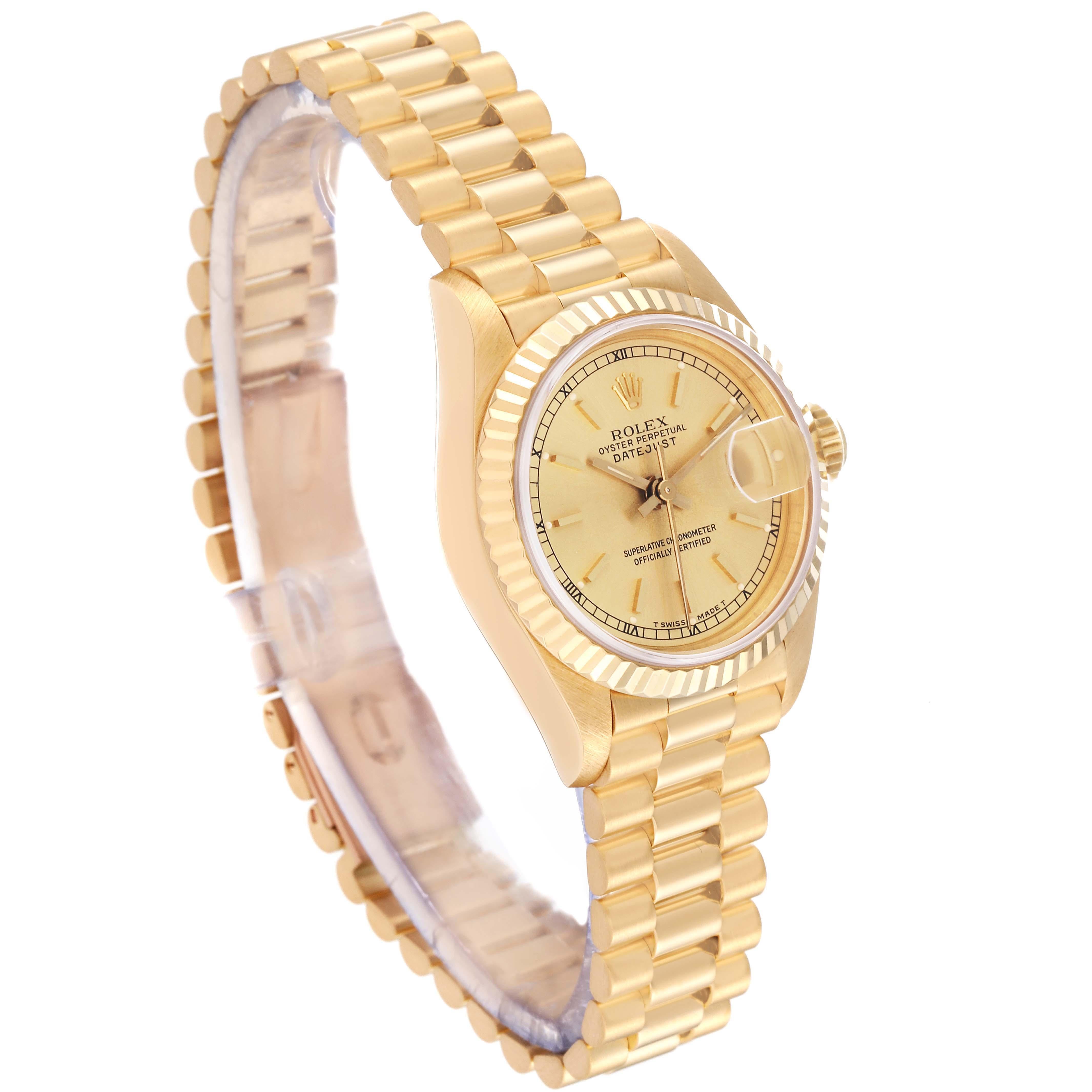 Rolex Datejust President Yellow Gold Ladies Watch 69178 In Excellent Condition In Atlanta, GA