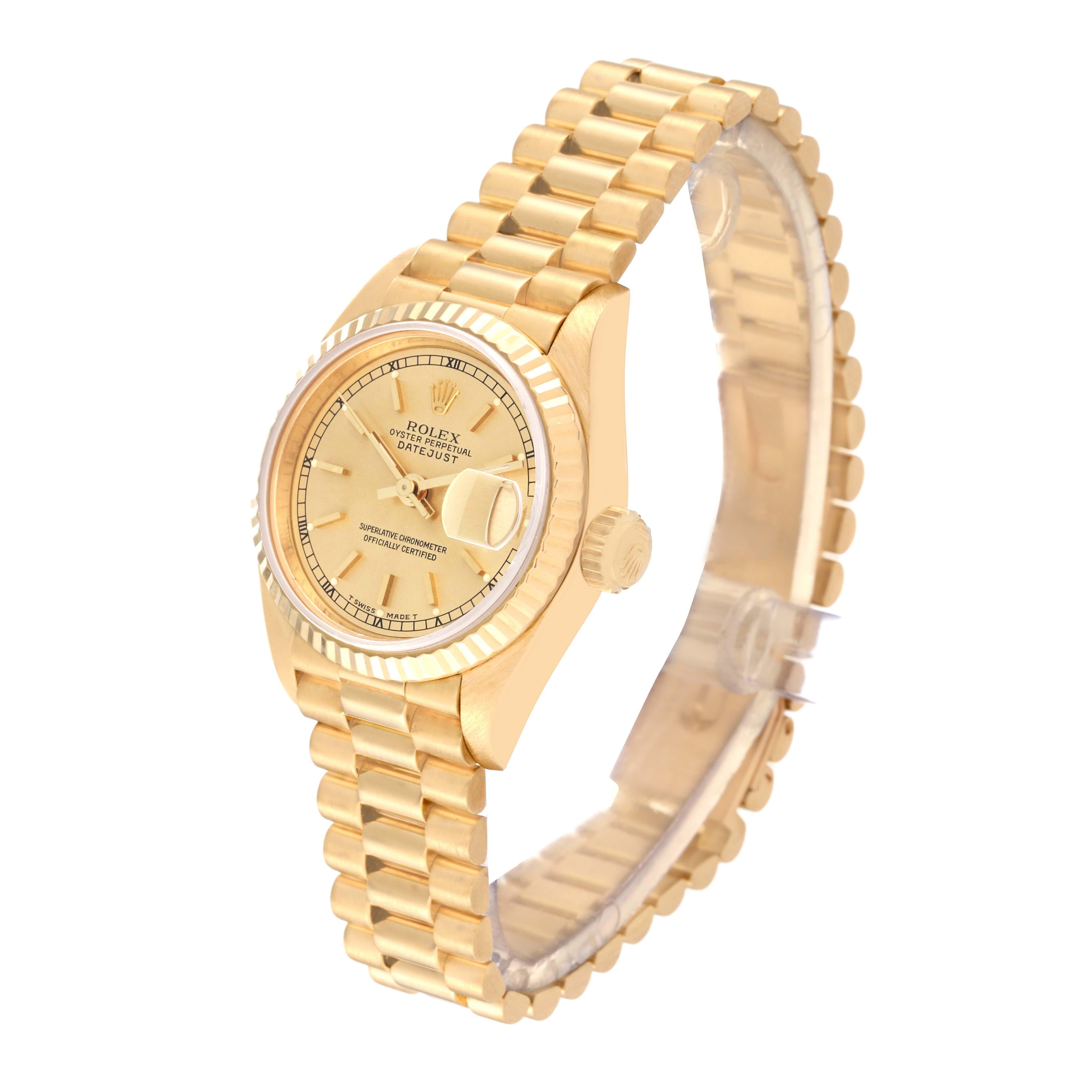 Women's Rolex Datejust President Yellow Gold Ladies Watch 69178 For Sale