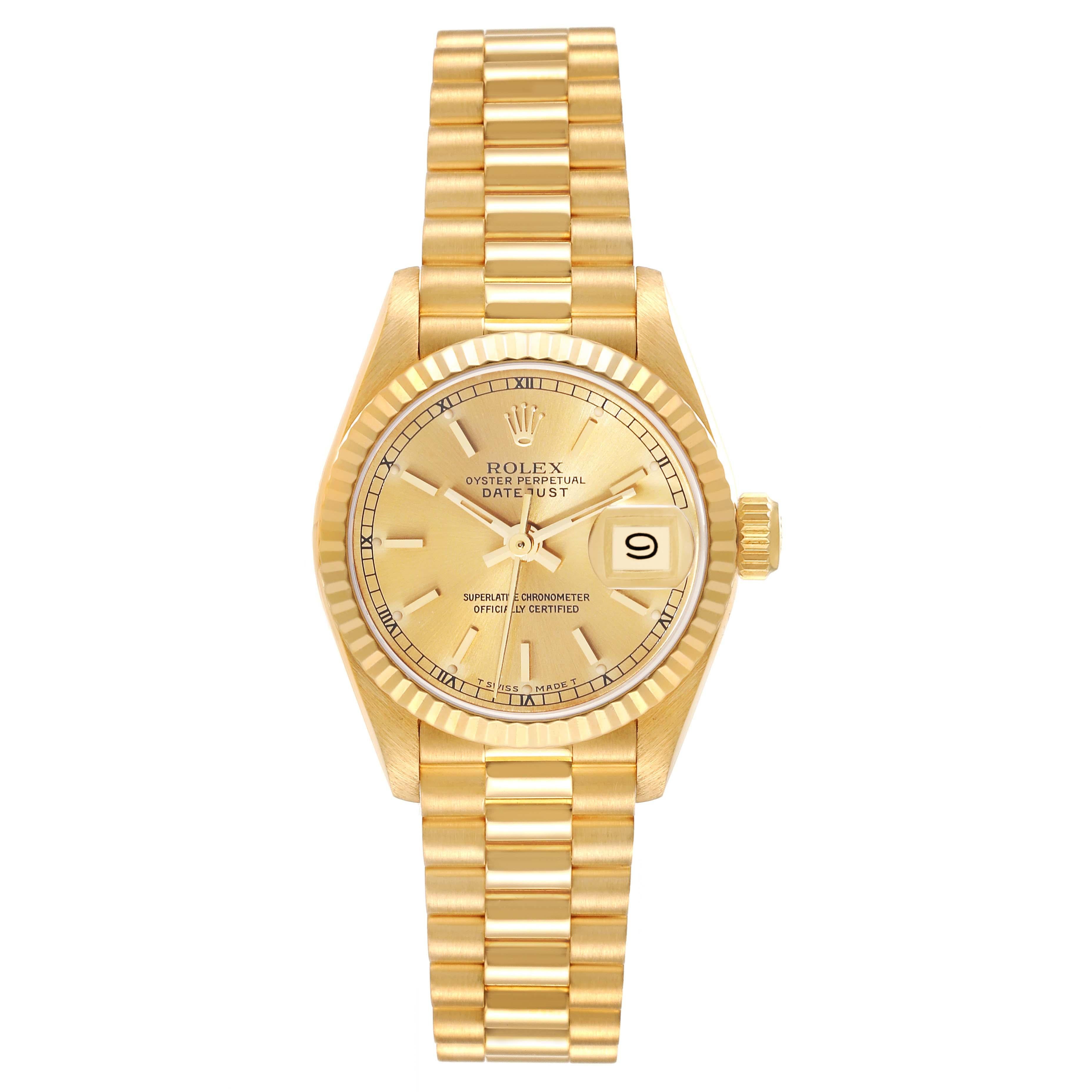 Women's Rolex Datejust President Yellow Gold Ladies Watch 69178