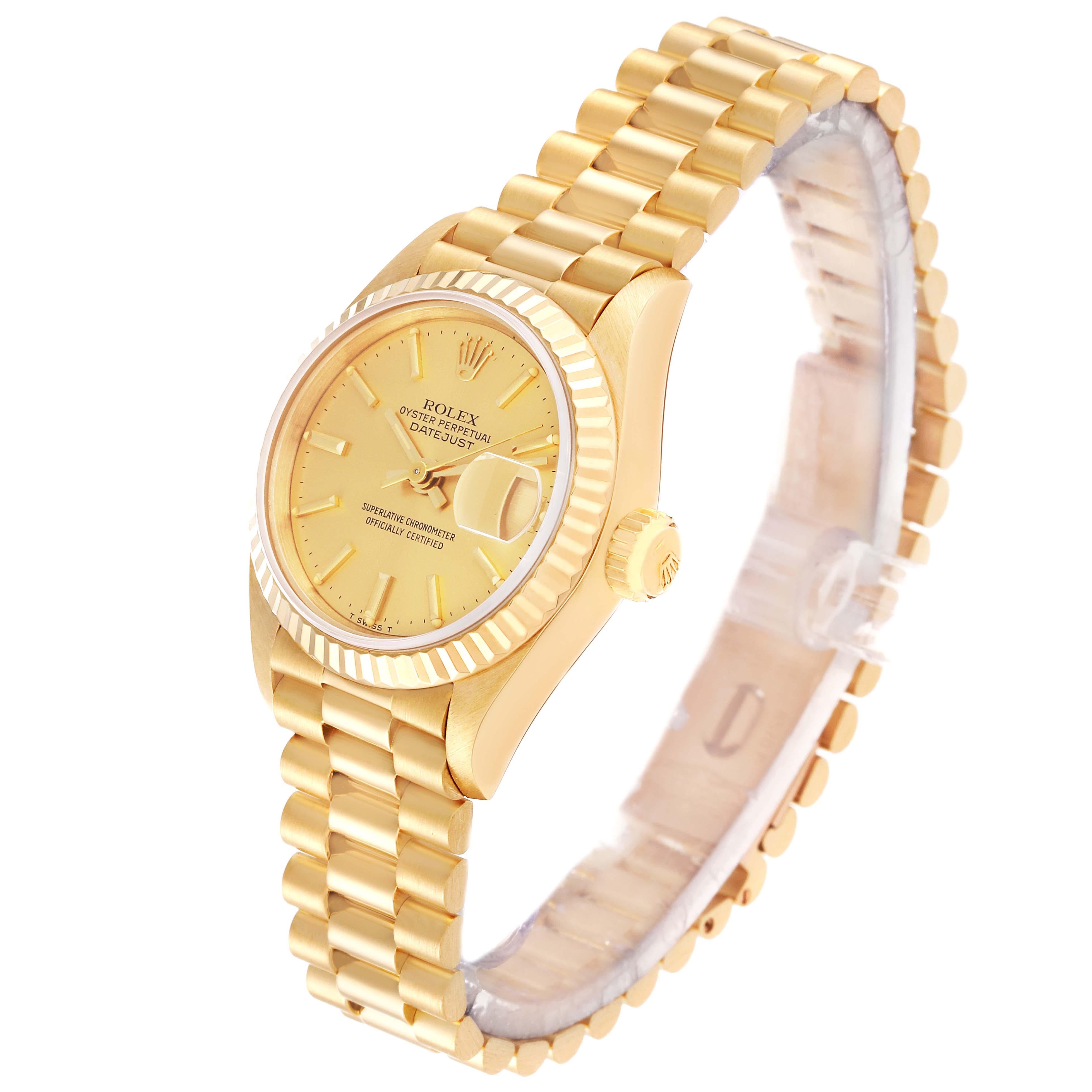 Rolex Datejust President Yellow Gold Ladies Watch 69178 Papers For Sale 7