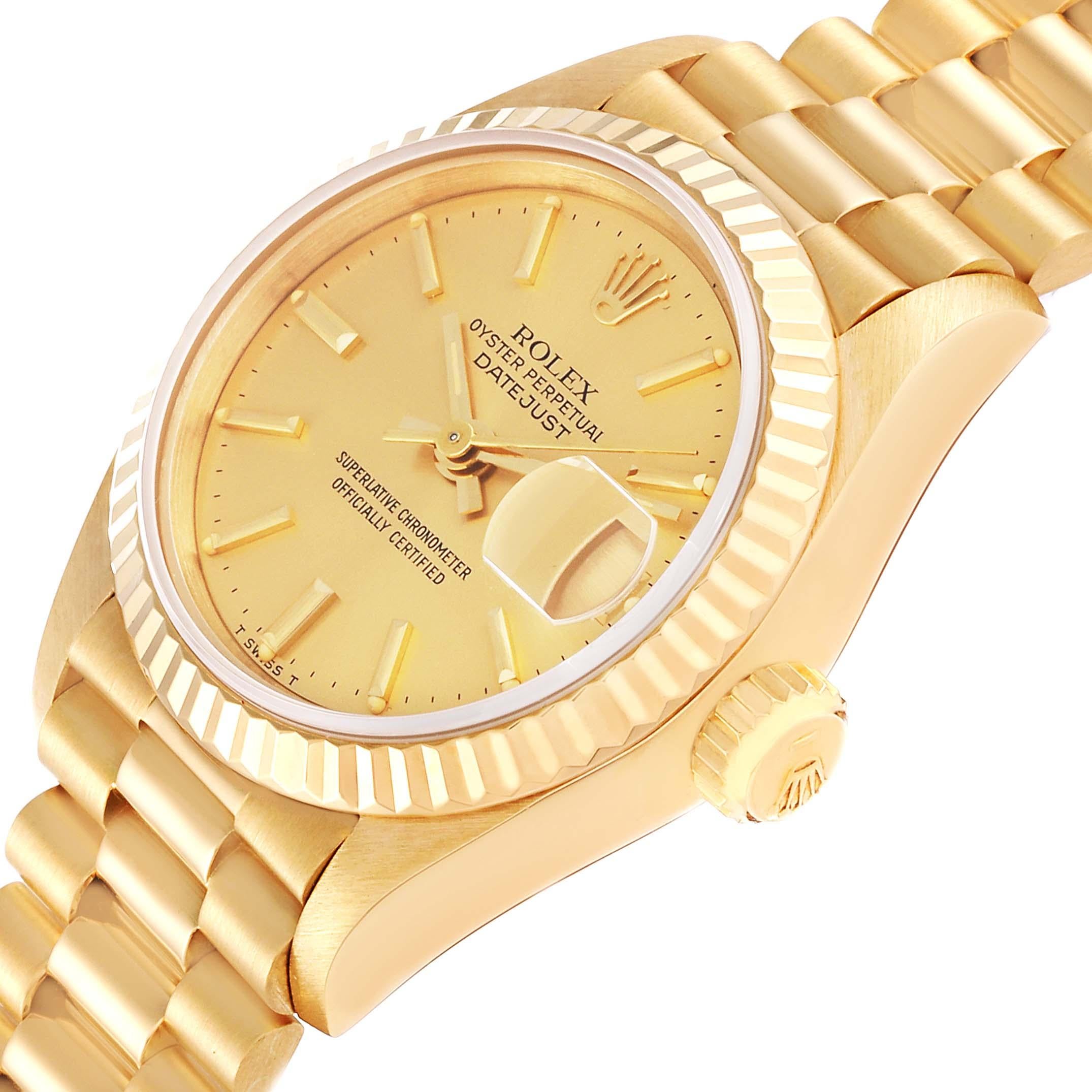 Rolex Datejust President Yellow Gold Ladies Watch 69178 Papers For Sale 1