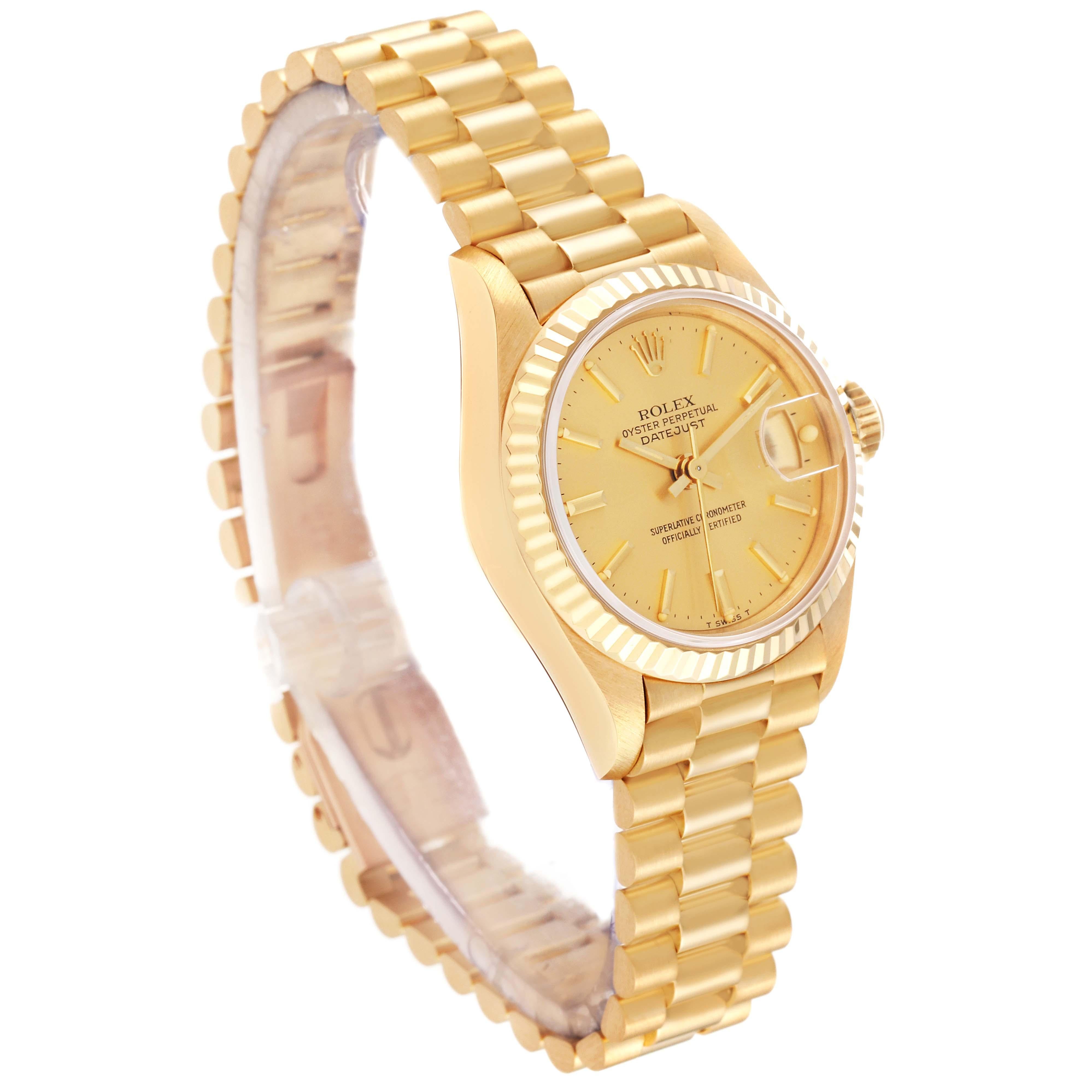 Rolex Datejust President Yellow Gold Ladies Watch 69178 Papers For Sale 5