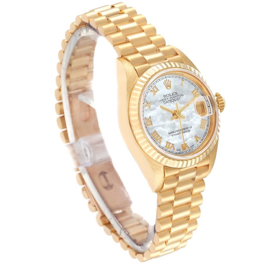 Rolex Datejust President Yellow Gold Mother of Pearl Dial Ladies Watch 69178 In Excellent Condition In Atlanta, GA