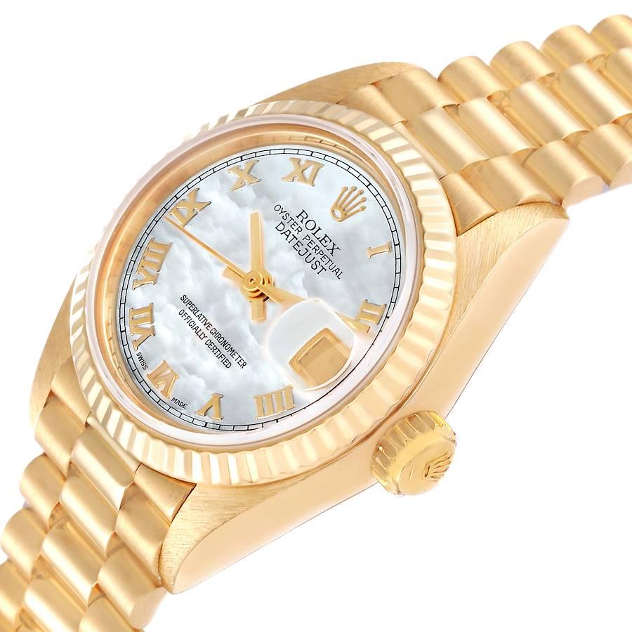 Rolex Datejust President Yellow Gold Mother of Pearl Dial Ladies Watch 69178 1