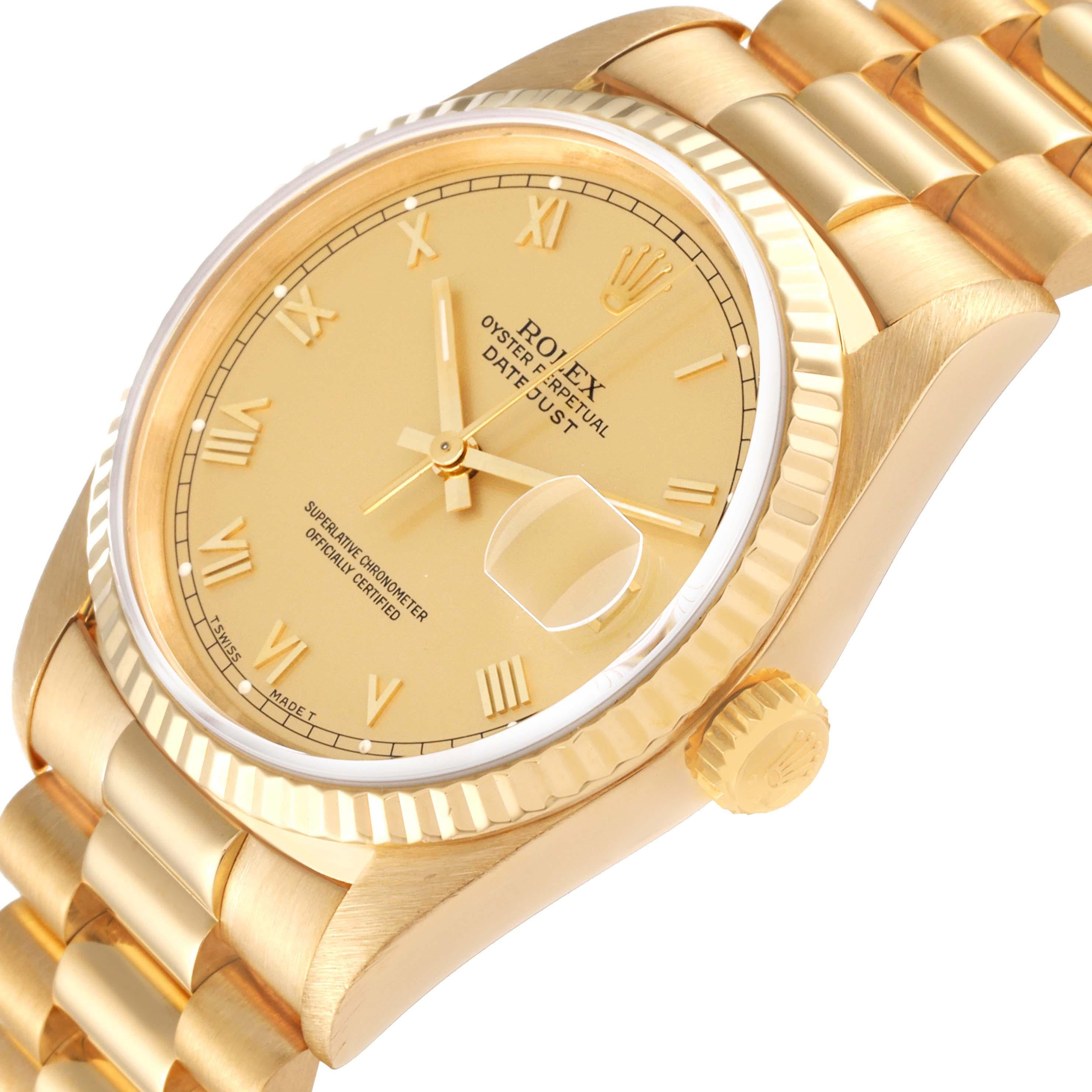 Men's Rolex Datejust President Yellow Gold Roman Dial Mens Watch 16238