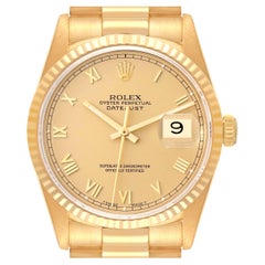 Rolex Datejust President Yellow Gold Roman Dial Mens Watch 16238