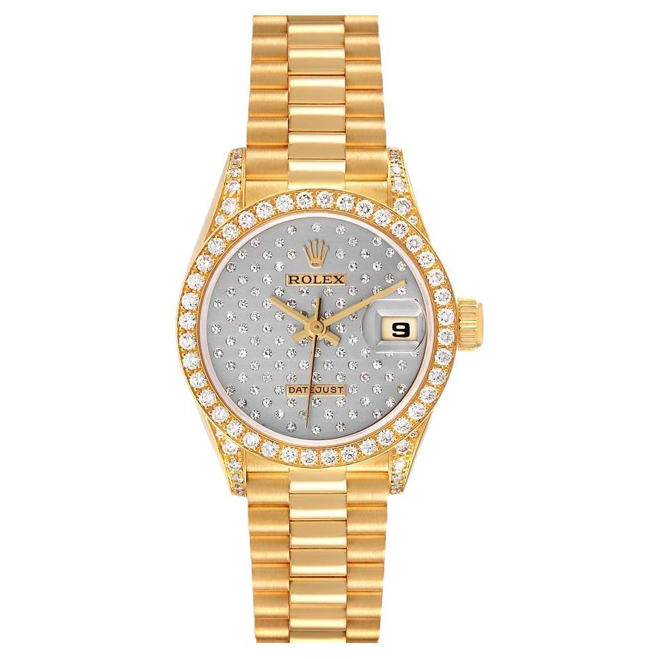 Ladies Rolex President 18k Gold and Diamond Watch 69158 For Sale at