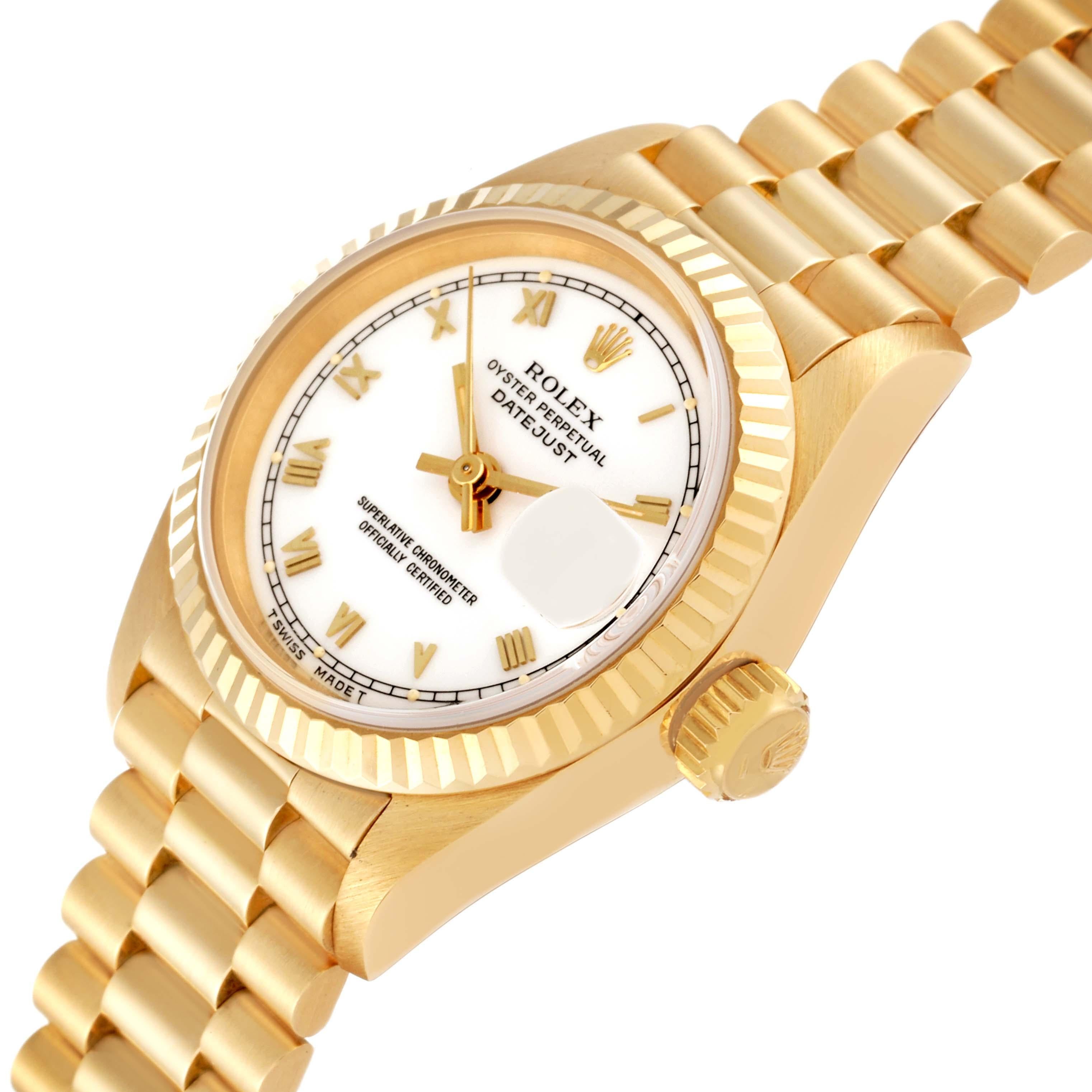 Rolex Datejust President Yellow Gold White Roman Dial Ladies Watch 69178 1