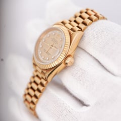 Rolex Datejust Presidential Champagne 18K Gold Diamond Dial Fluted Watch