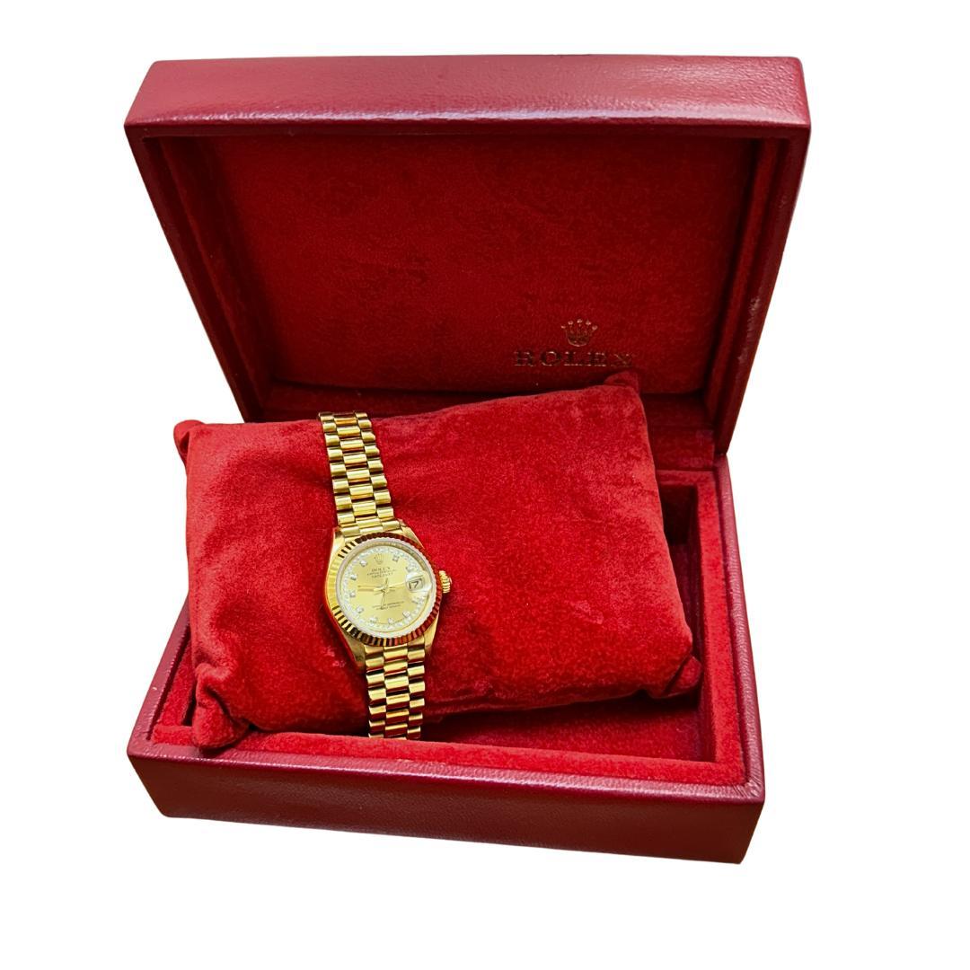 Rolex Datejust Presidential Champagne 18K Gold Diamond Dial Fluted Watch For Sale 1