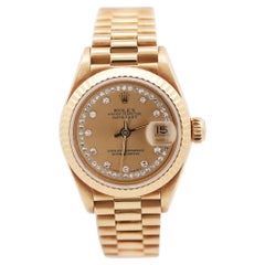 Rolex Datejust Presidential Champagne 18K Gold Diamond Dial Fluted Watch