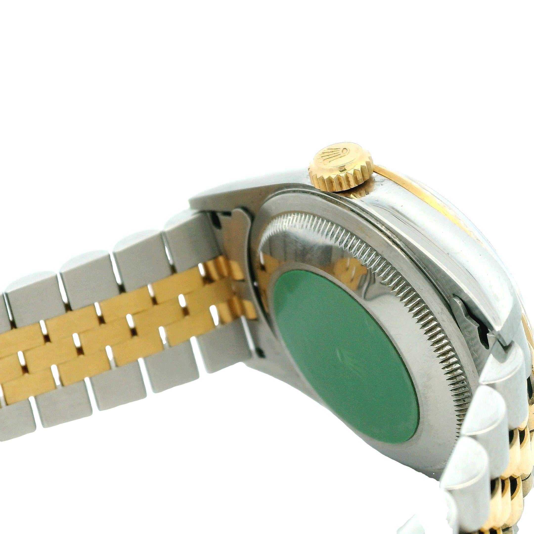 Rolex Datejust Quickset 18K Gold Stahl Rare Silber Diamant Zifferblatt Uhr 16233  im Angebot 2