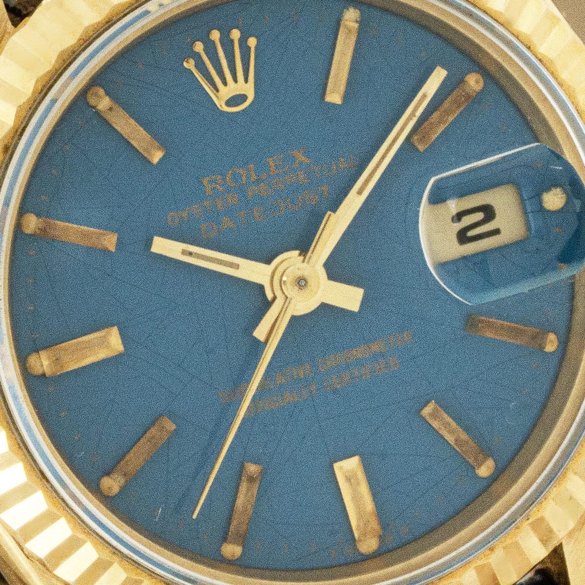 Rolex Montre Datejust, cadran bleu Stella rare 69178 Bon état - En vente à London, GB
