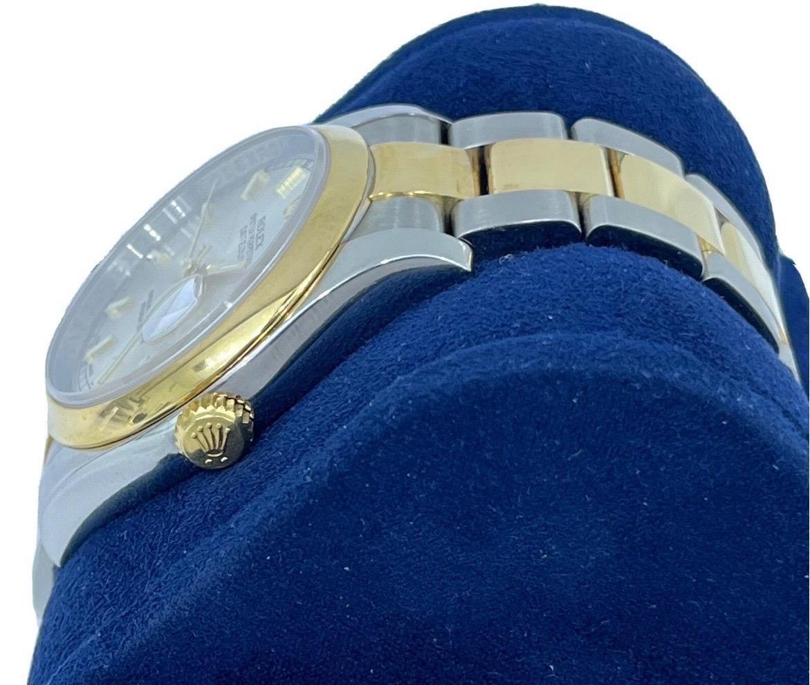 Rolex Datejust Ref 116203 Stainless & 18K Gold Silver Dial 36mm Men's Watch For Sale 2