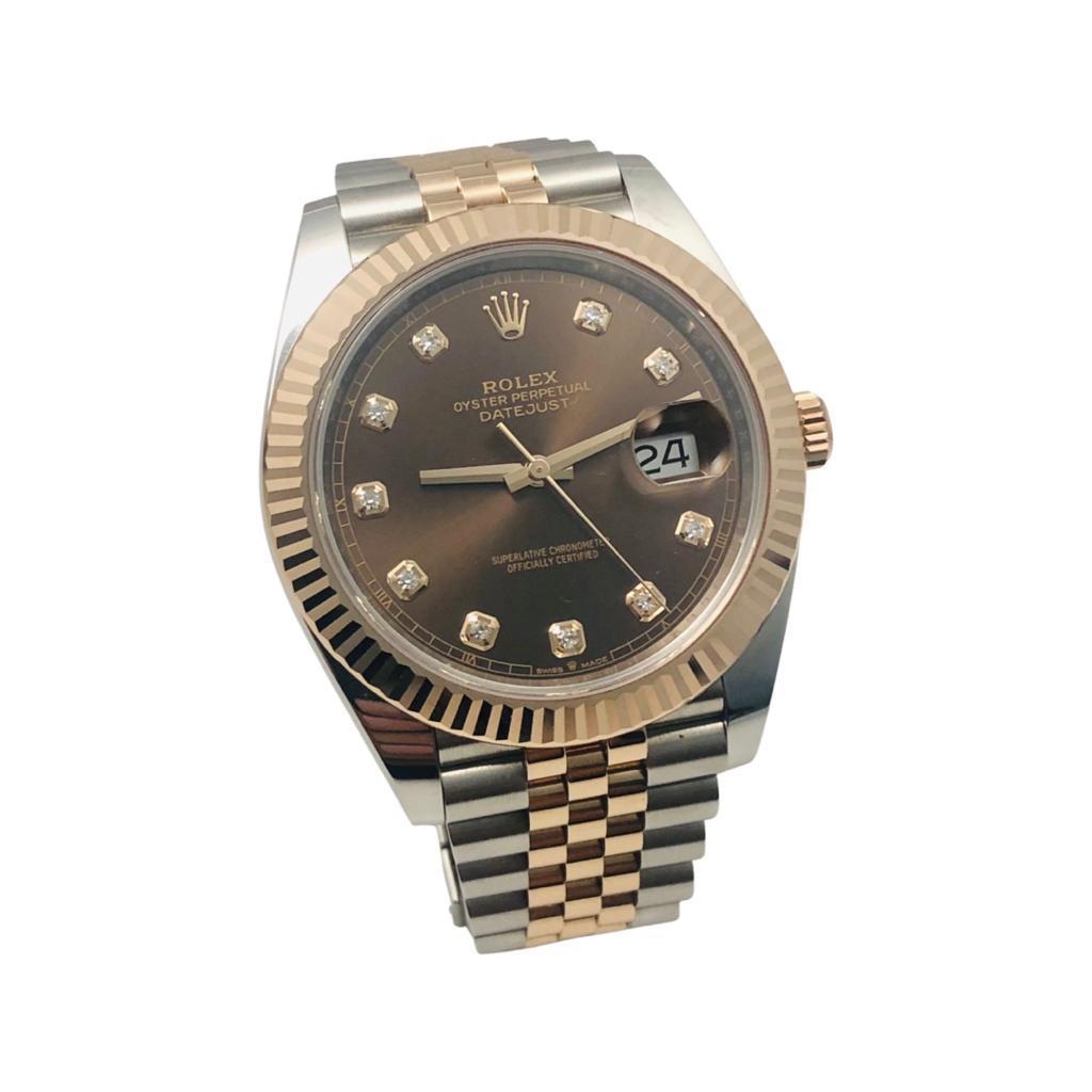 Rolex DateJust Ref. 126331 Zweifarbiges Jubiläumsband Diamant Schokoladen-Zifferblatt (Rundschliff)