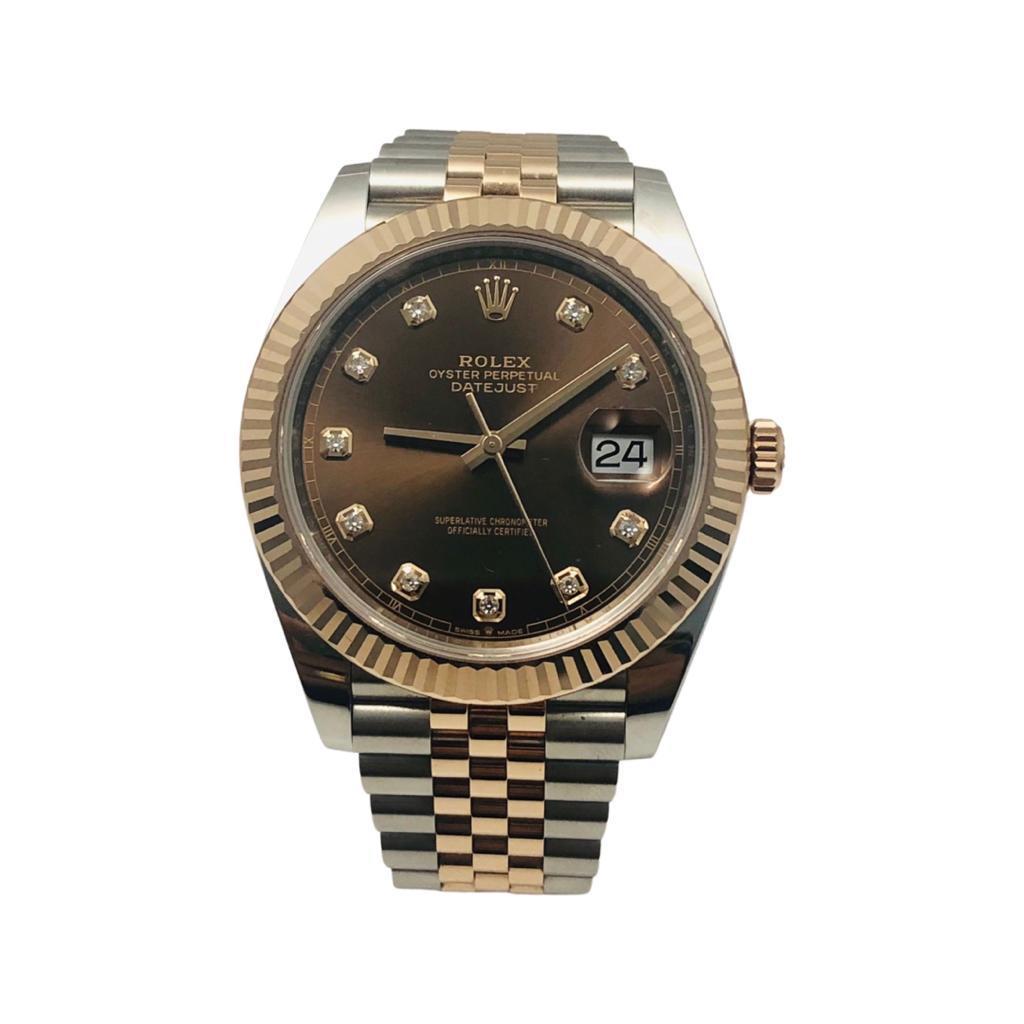 Rolex DateJust Ref. 126331 Zweifarbiges Jubiläumsband Diamant Schokoladen-Zifferblatt im Zustand „Gut“ in Miami, FL