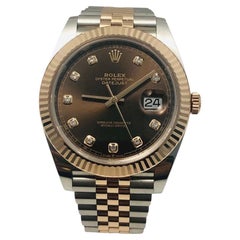 Rolex DateJust Ref. 126331 Zweifarbiges Jubiläumsband Diamant Schokolade Zifferblatt