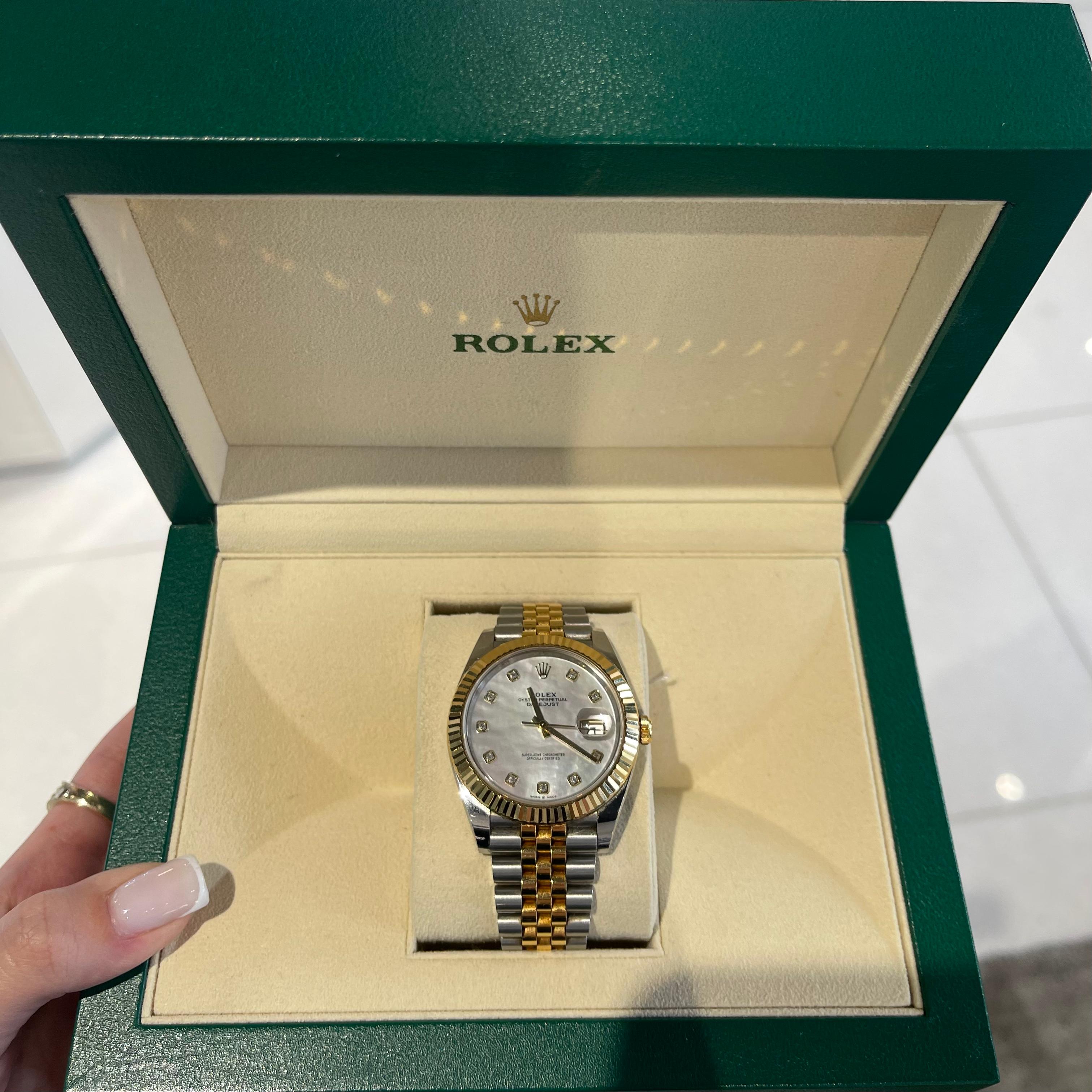 rolex datejust two tone mother of pearl