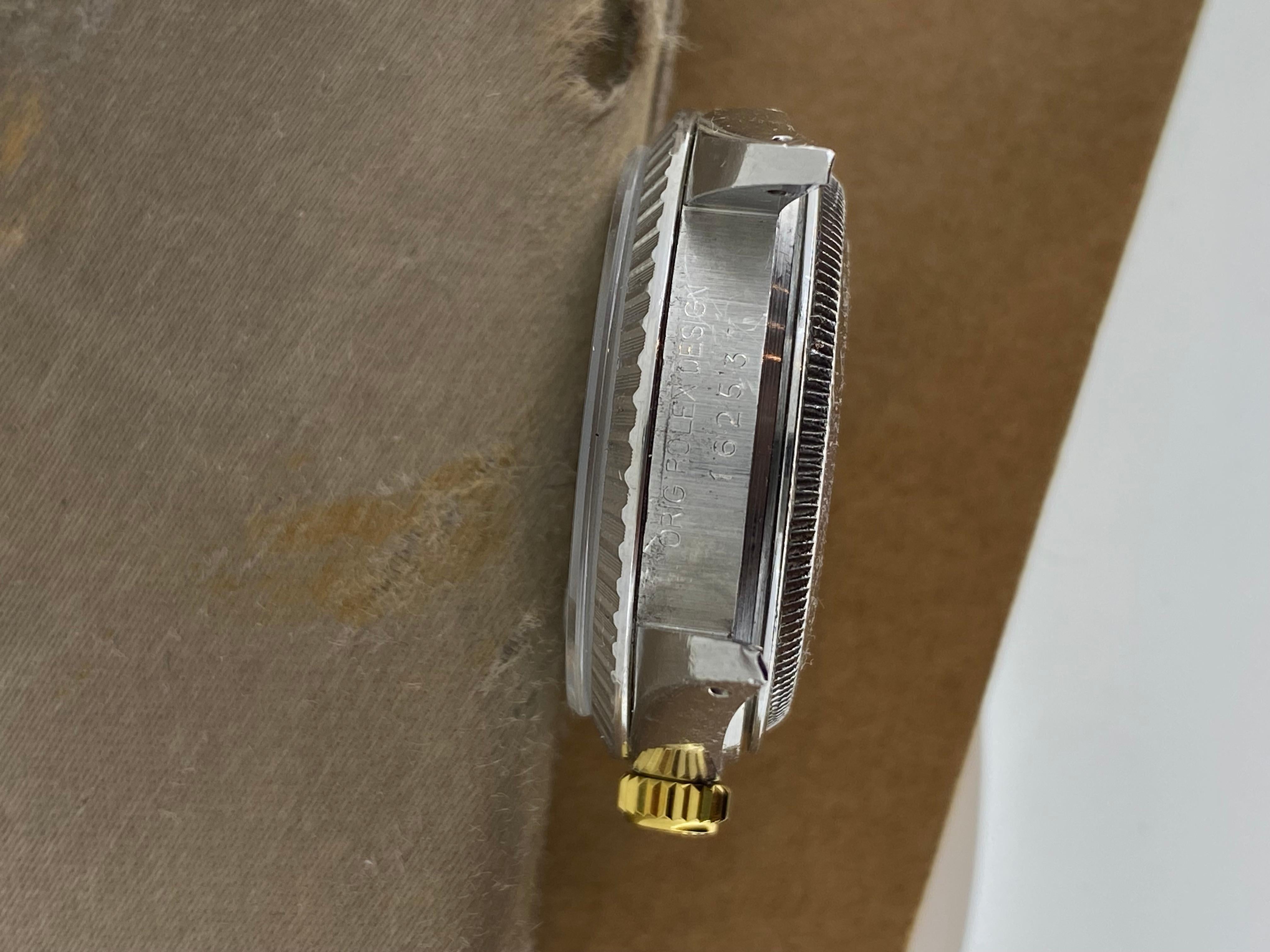 Rolex DateJust ref 16000 S/Stahl 36mm Gehäuse, 18K Gold Rolex Lünette, Glas, Krone im Angebot 4