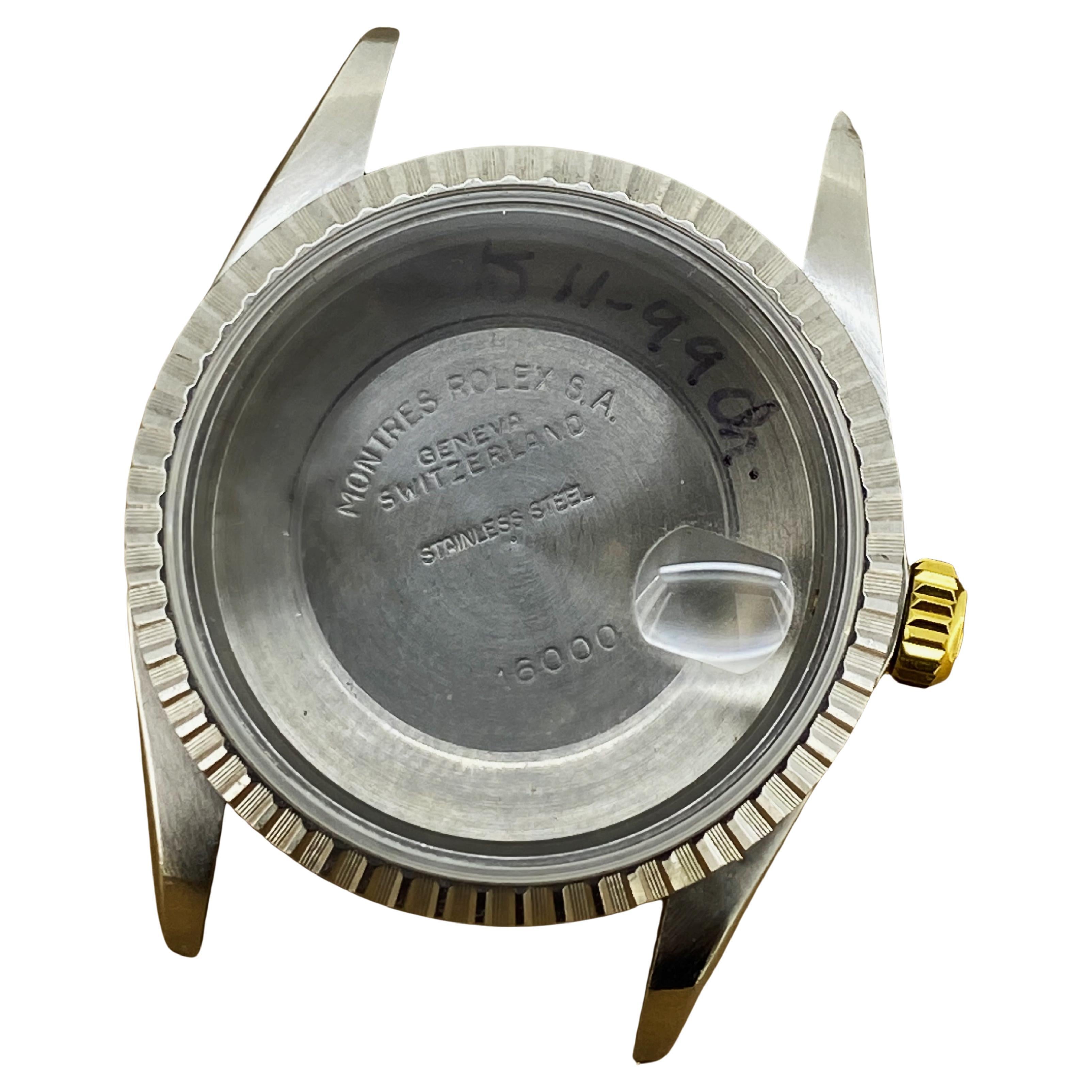 Rolex DateJust ref 16000 S/Stahl 36mm Gehäuse, 18K Gold Rolex Lünette, Glas, Krone