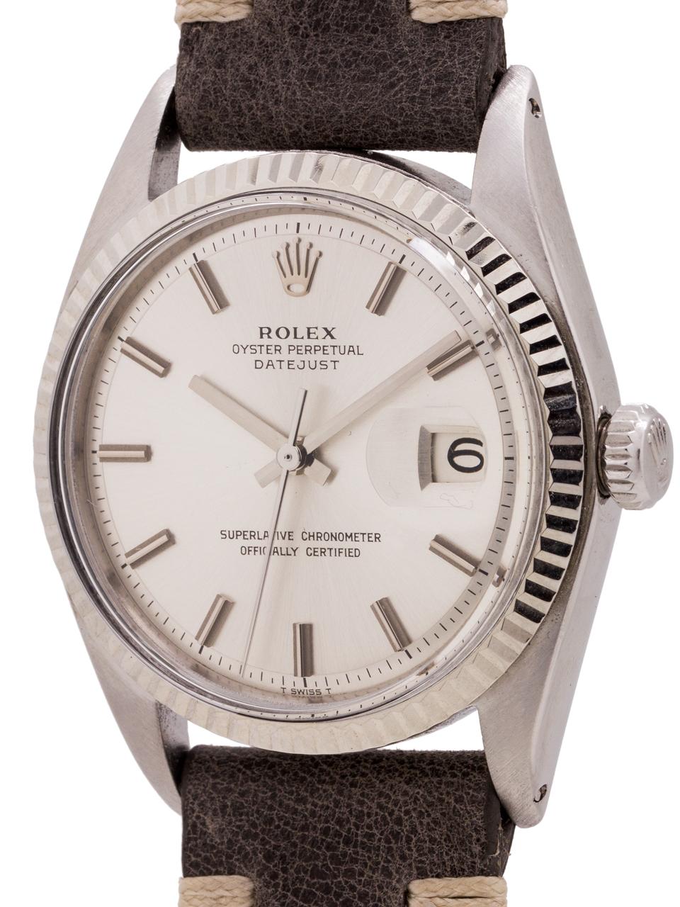 Rolex Datejust Ref 1601 Stainless Steel and 14 Karat White Gold, circa 1969 In Excellent Condition In West Hollywood, CA