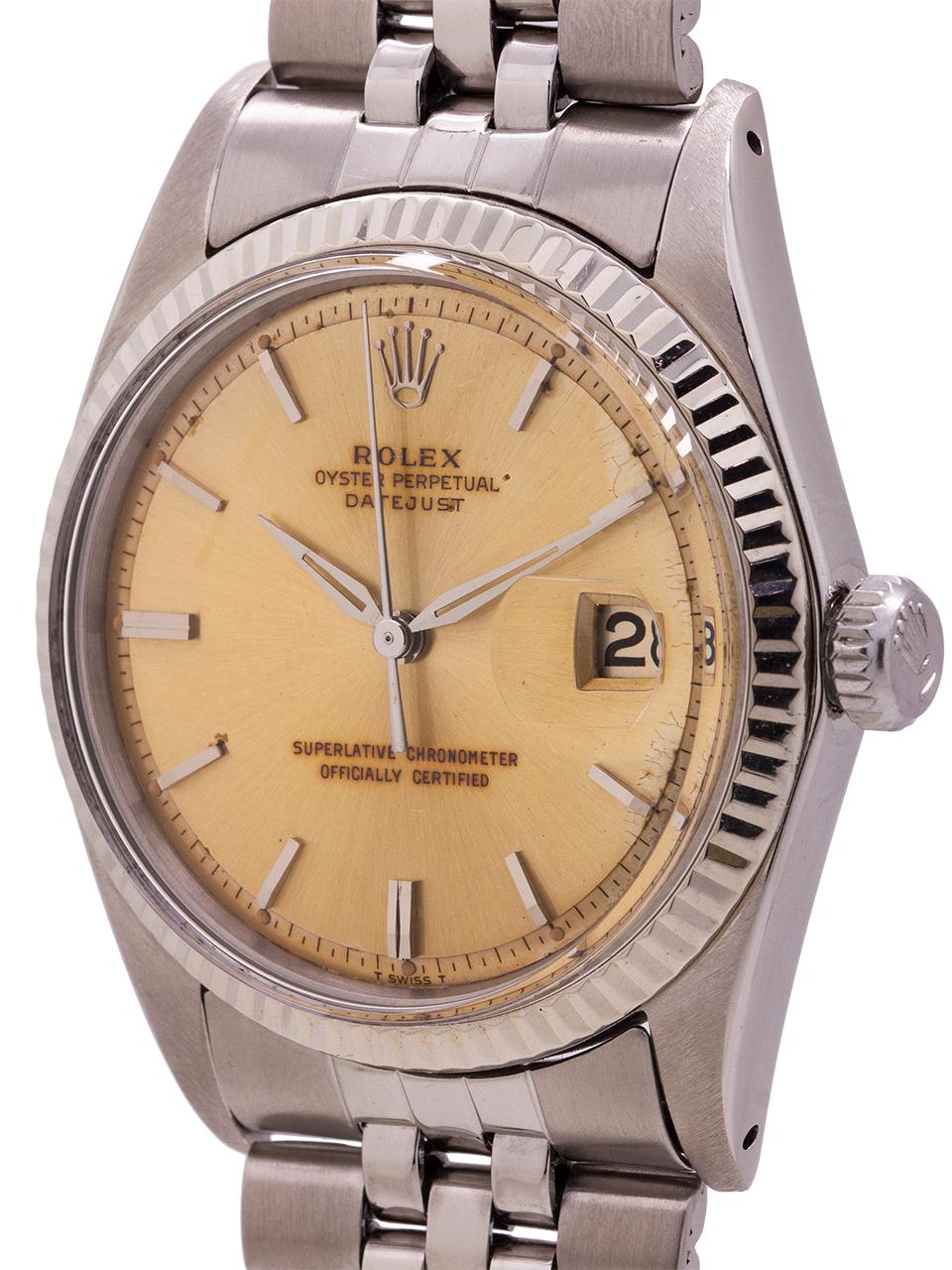 Rolex Datejust Ref 1601 Stainless Steel and 14 Karat Gold “Tropical”, circa 1965 In Excellent Condition In West Hollywood, CA