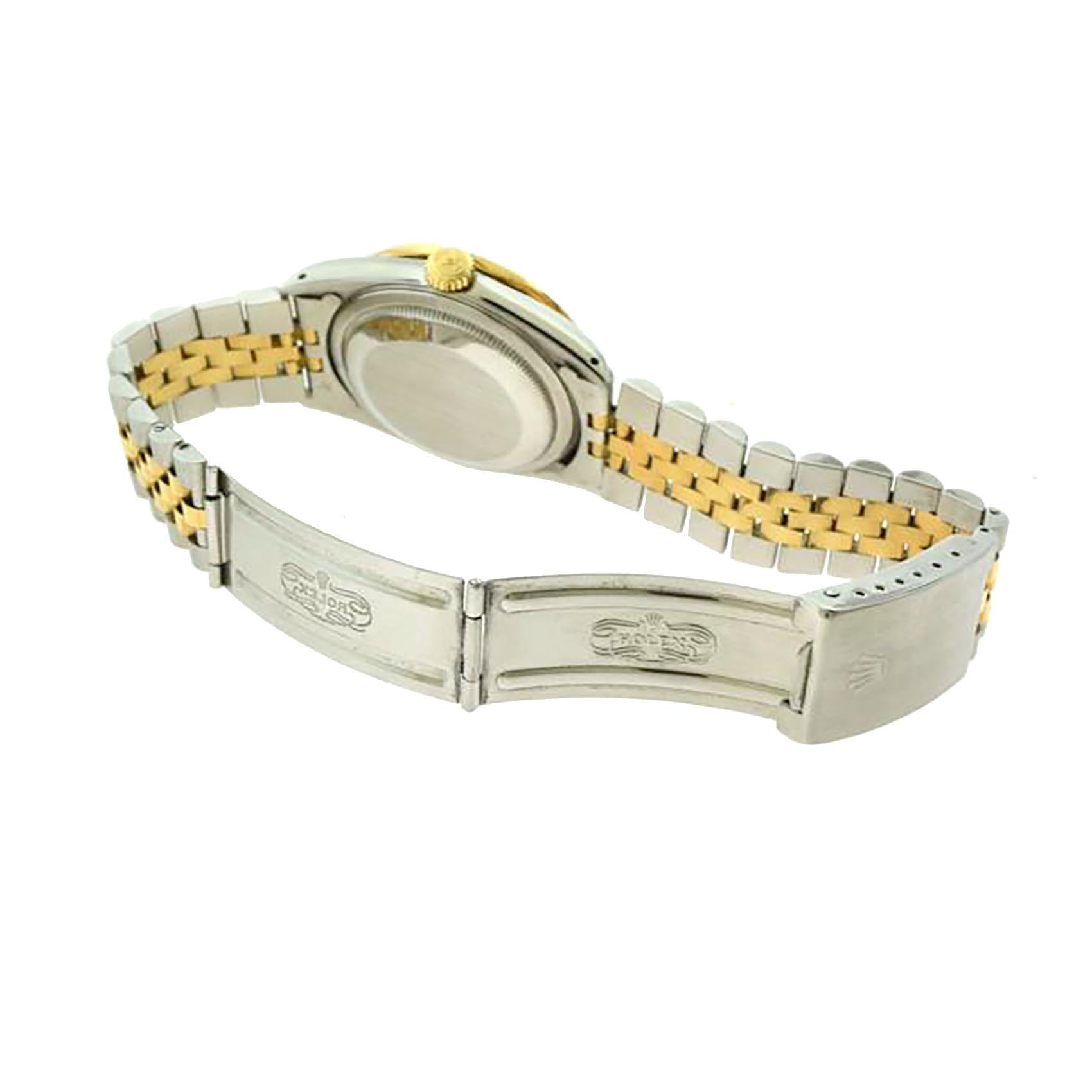 Rolex Datejust Ref. 16013 Steel 2-Tone Yellow Gold Diamond Watch In Good Condition In Miami, FL