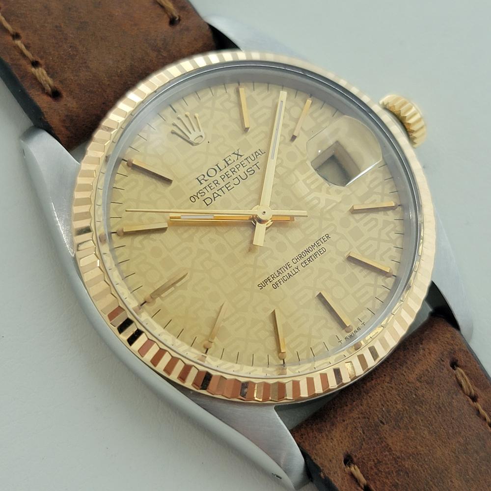 Rolex Datejust Ref 16013 Mens 36mm 18k SS 1980s Computer Dial Automatic RA618B In Excellent Condition In Beverly Hills, CA