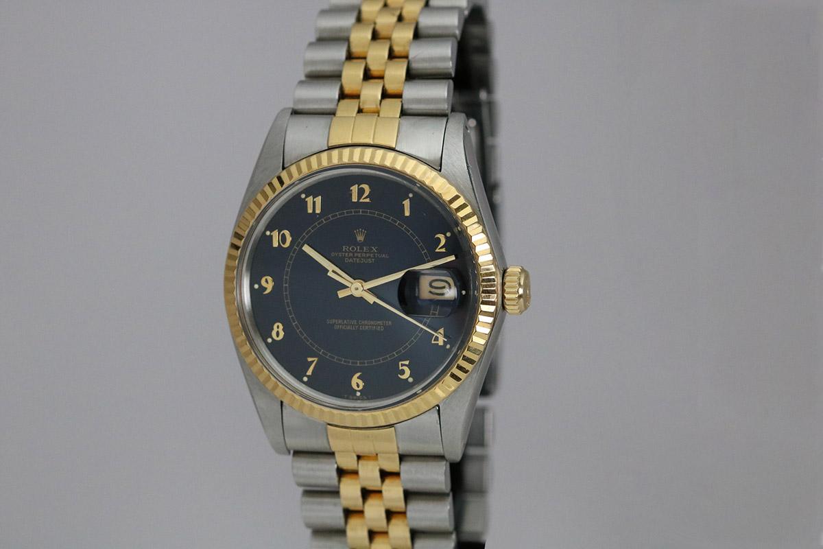 Rolex Datejust Ref 16013  in stainless steel with gold bezel, black 