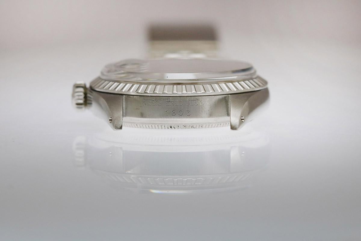 Rolex Datejust Ref 1603 Stainless Steel Slate Dial White Writing, circa 1977 4