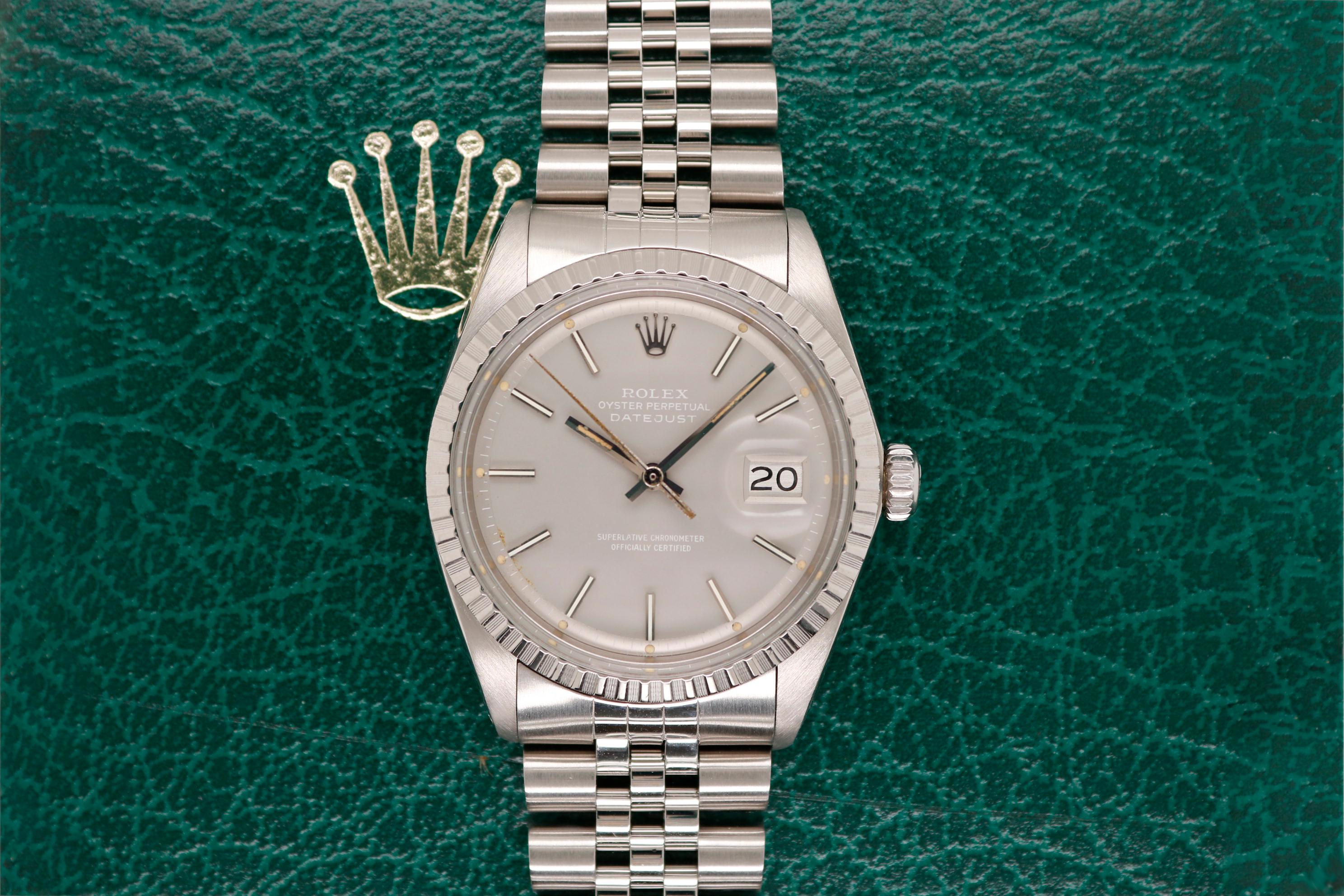 Rolex Datejust Ref 1603 Stainless Steel Slate Dial White Writing, circa 1977 6