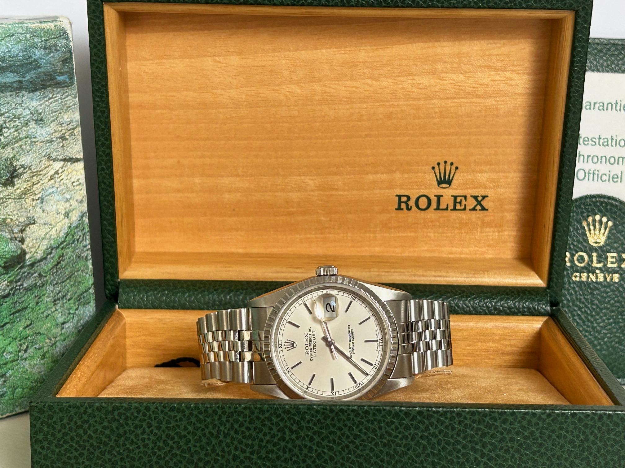 Rolex Datejust Ref 16220 Wristwatch, Jubilee Bracelet, Full Set, UK 2003. For Sale 1