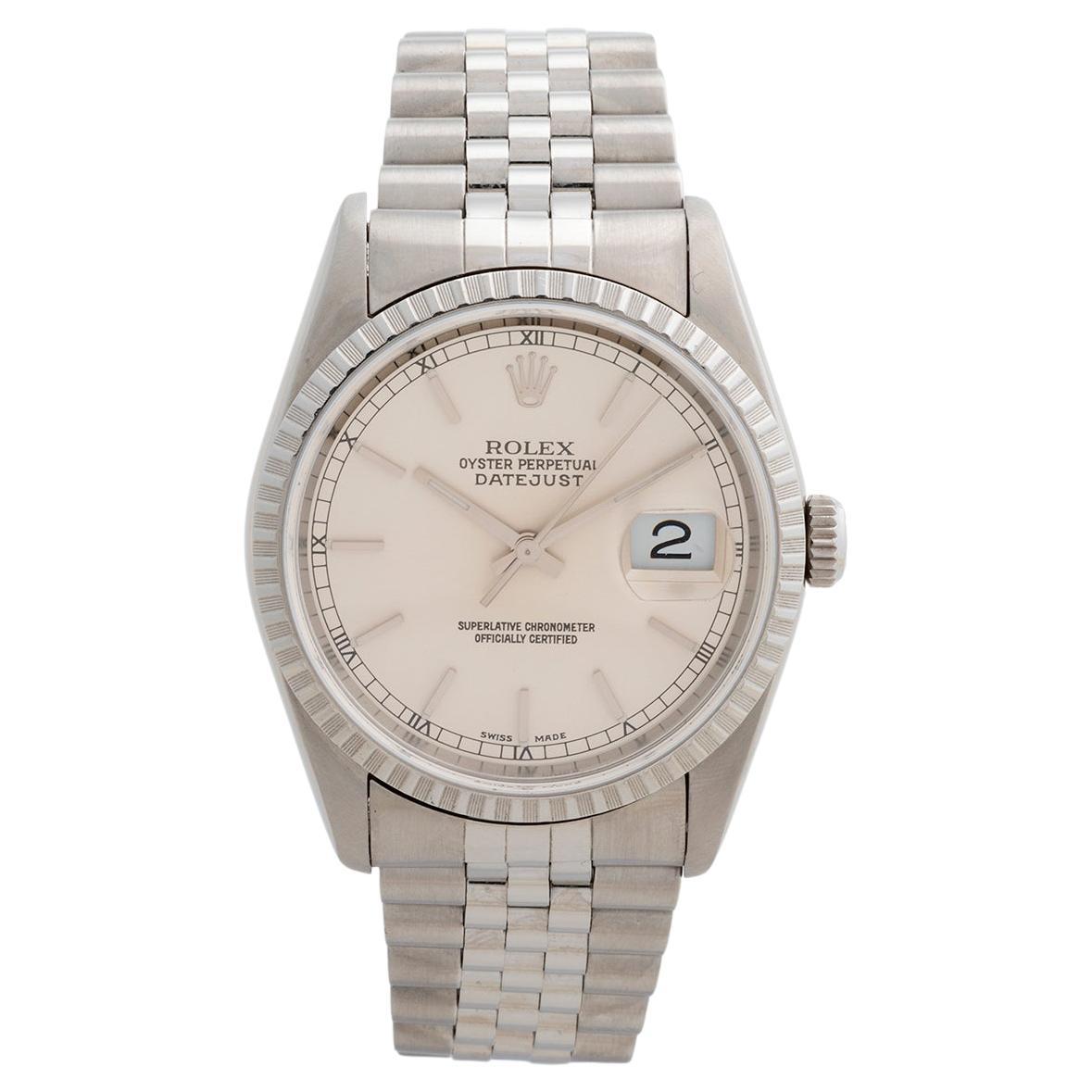 Rolex Datejust Ref 16220 Wristwatch, Jubilee Bracelet, Full Set, UK 2003. For Sale