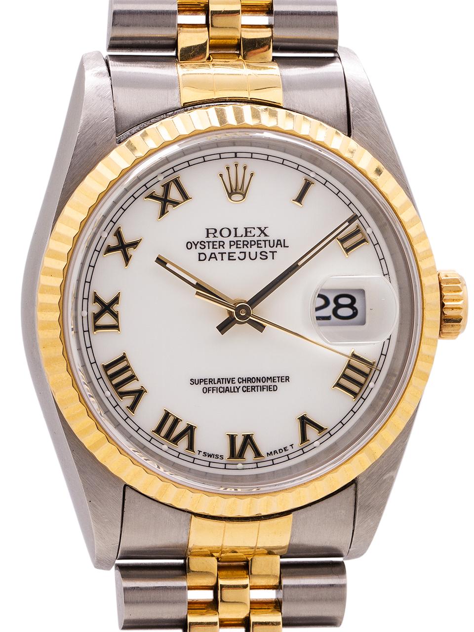 Rolex Datejust Ref 16233 Stainless Steel and 18 Karat Yellow Gold, circa 1995 In Excellent Condition In West Hollywood, CA
