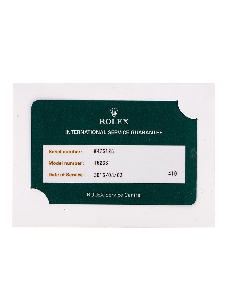 Rolex Datejust Ref 16233 Stainless Steel and 18 Karat Yellow Gold, circa 1995 1