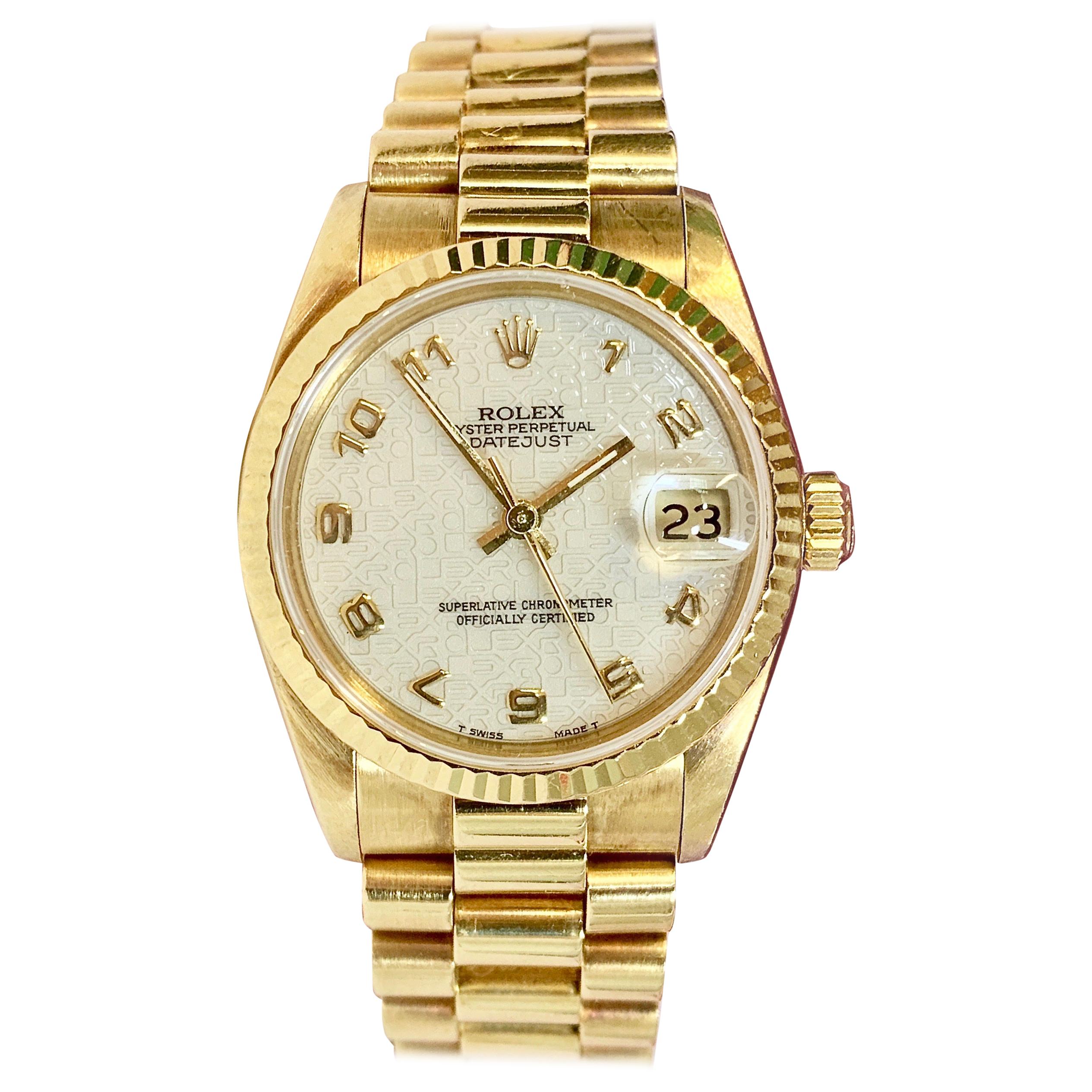 Rolex Datejust, Ref. 68278 Midsize 18 Karat Gold Ladies with Box
