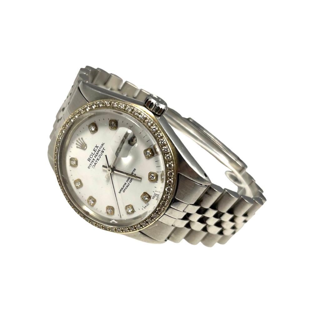 Round Cut Rolex Datejust Ref.16030 Stainless Steel Jubilee Diamond Dial & Bezel Watch