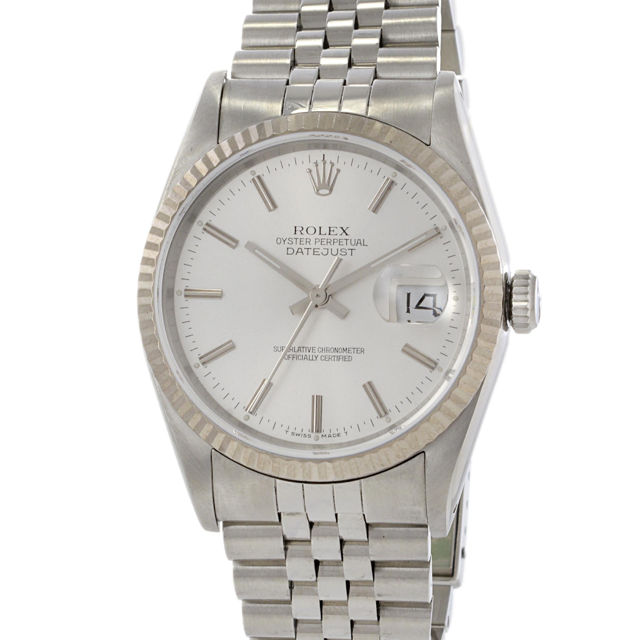 Rolex Datejust Reference 16234 Stainless Steel and 18K White Gold In Good Condition In New York, NY