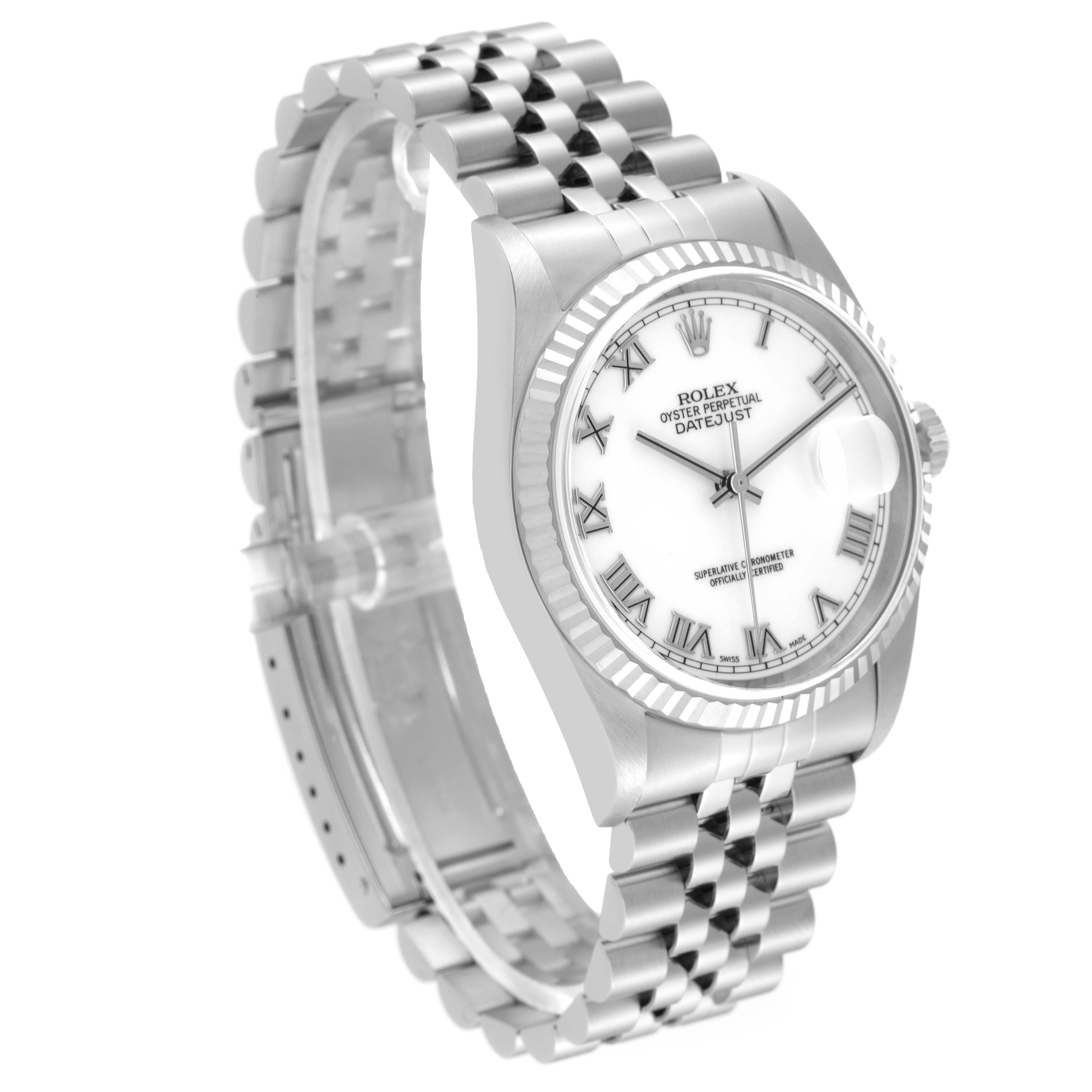 Rolex Datejust Roman Dial Steel White Gold Mens Watch 16234 In Excellent Condition In Atlanta, GA