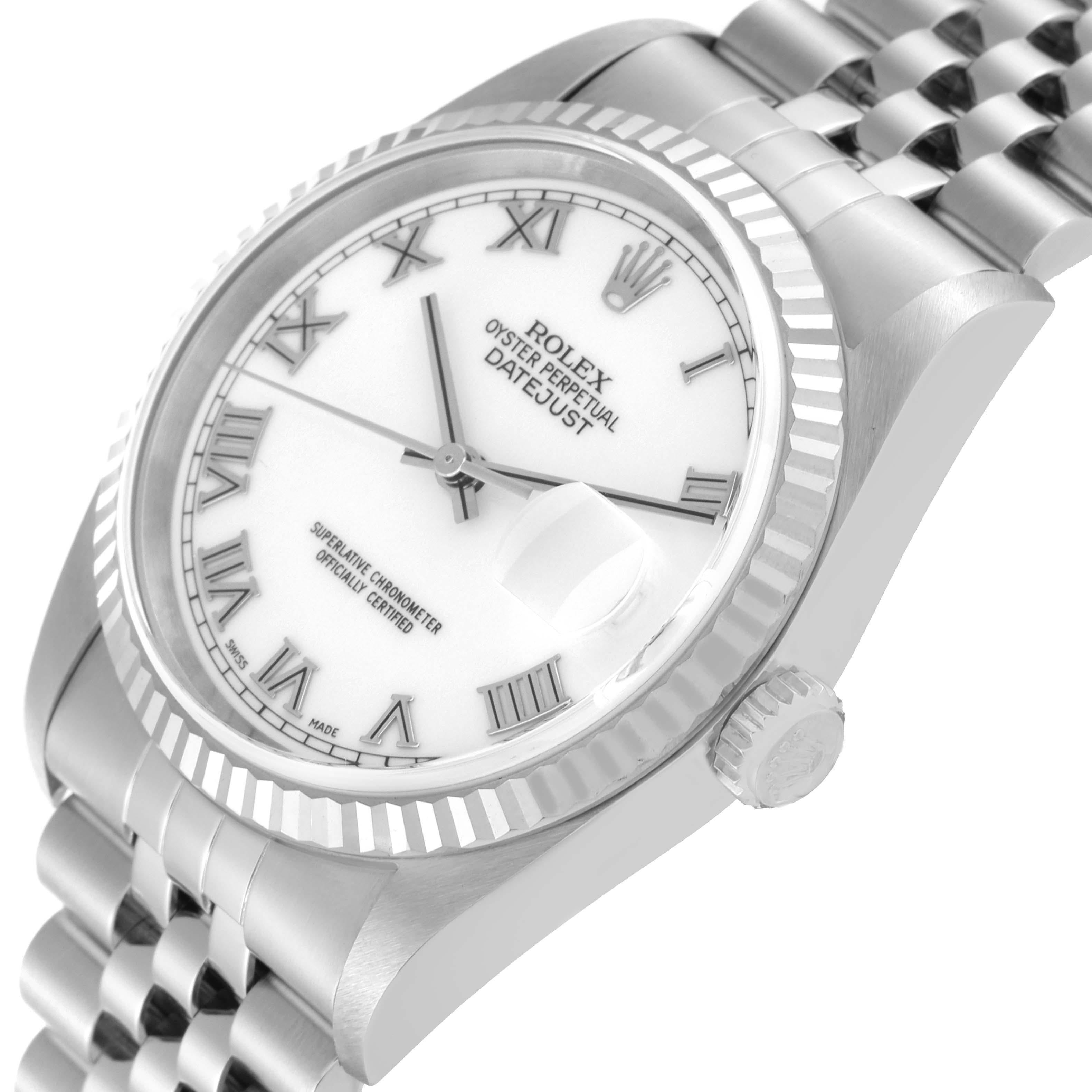 Rolex Datejust Roman Dial Steel White Gold Mens Watch 16234 1