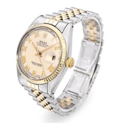 Rolex Datejust Roman Ivory Dial Two-Tone Automatic Men's Watch Ref 16233