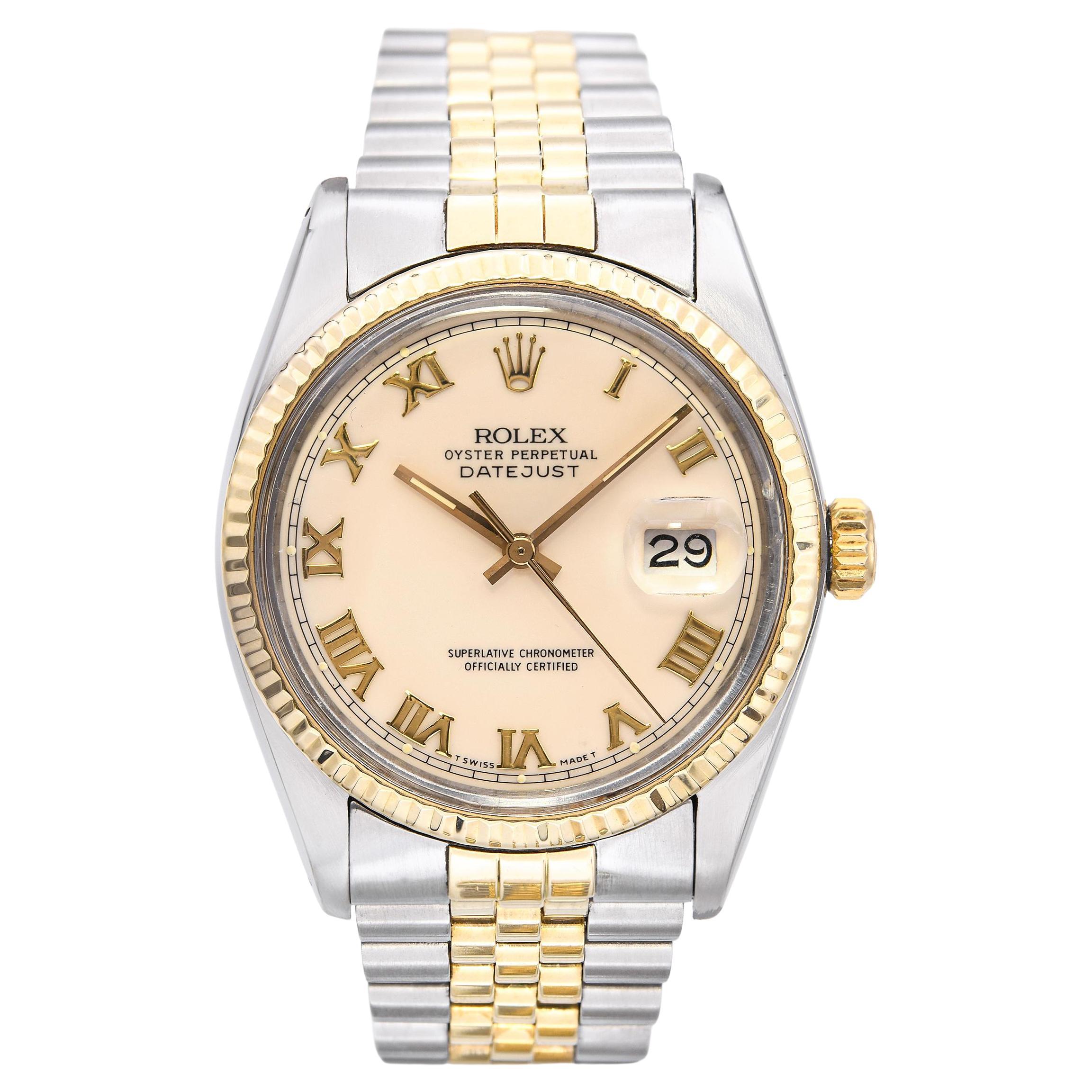 Rolex Datejust Quadrante Avorio Bicolore Automatico Uomo Ref 16233