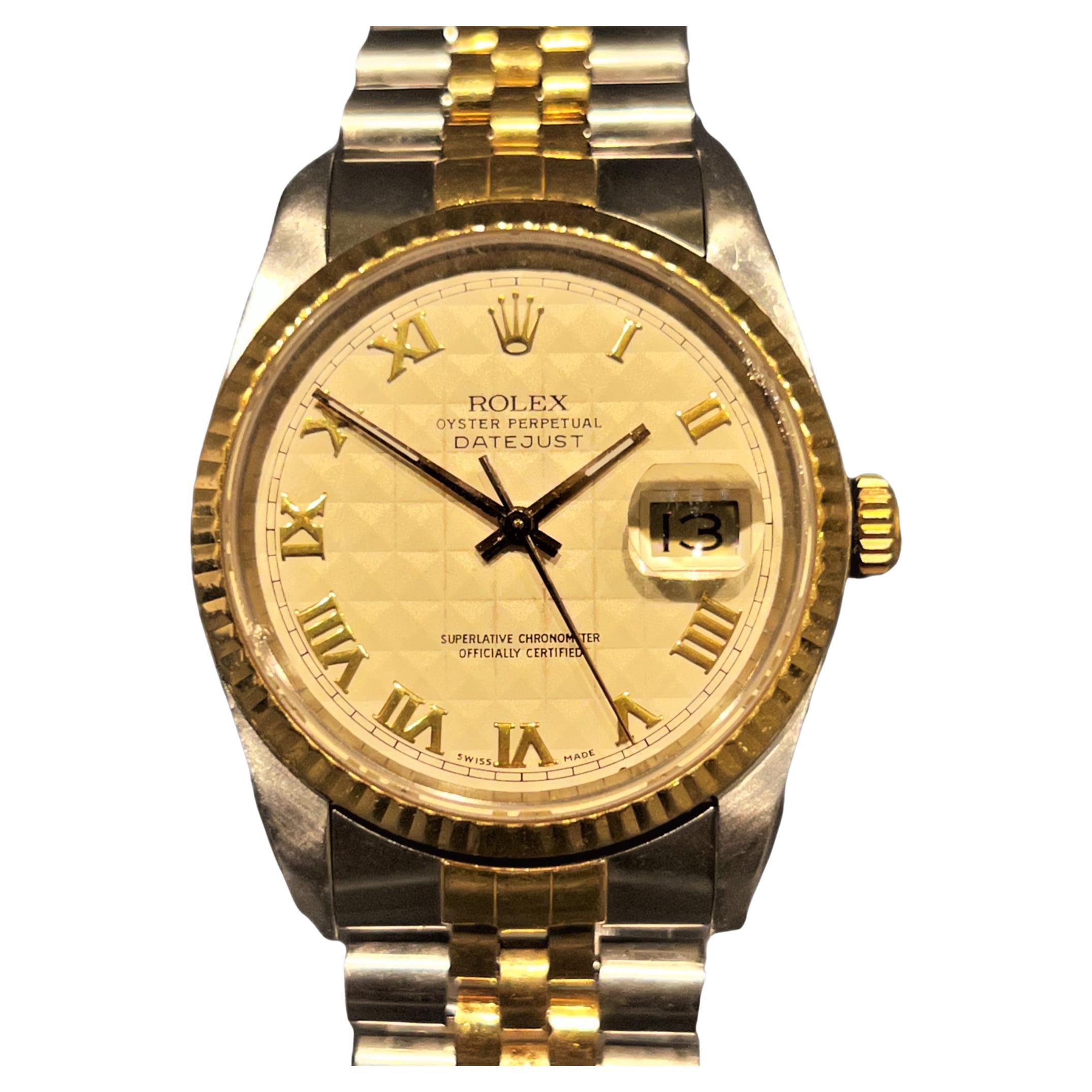 Rolex Datejust Roman Pyramid Dial Wristwatch For Sale