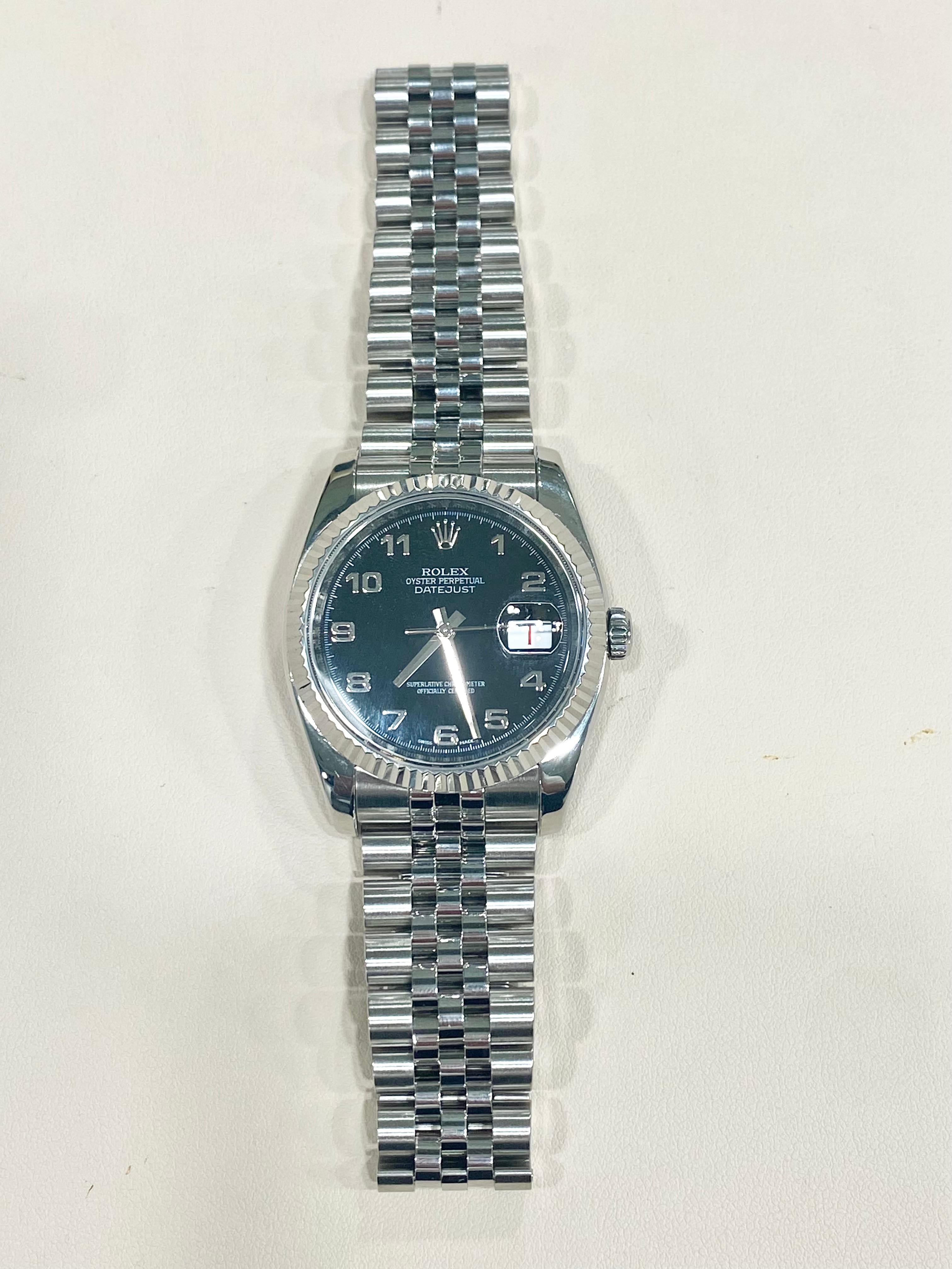 Rolex Datejust Roulette Schwarzes Zifferblatt mit Jubiläumsarmband & geriffelter Lünette 116200 3