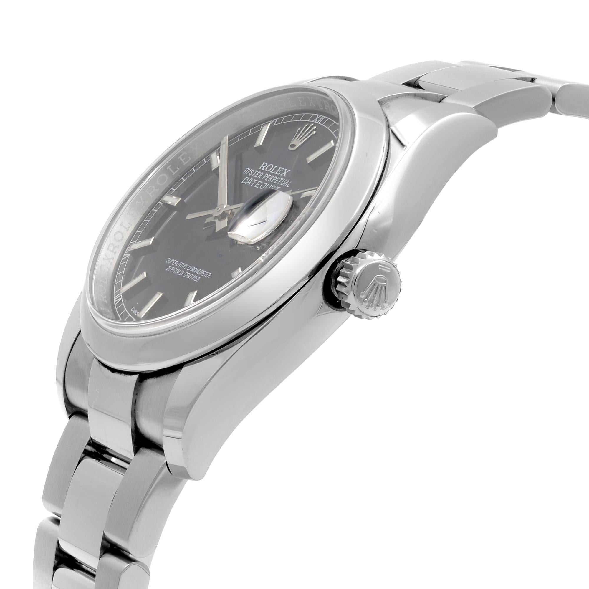 Rolex Datejust Roulette Date 36mm Steel Black Dial Automatic Mens Watch 116200 Bon état - En vente à New York, NY