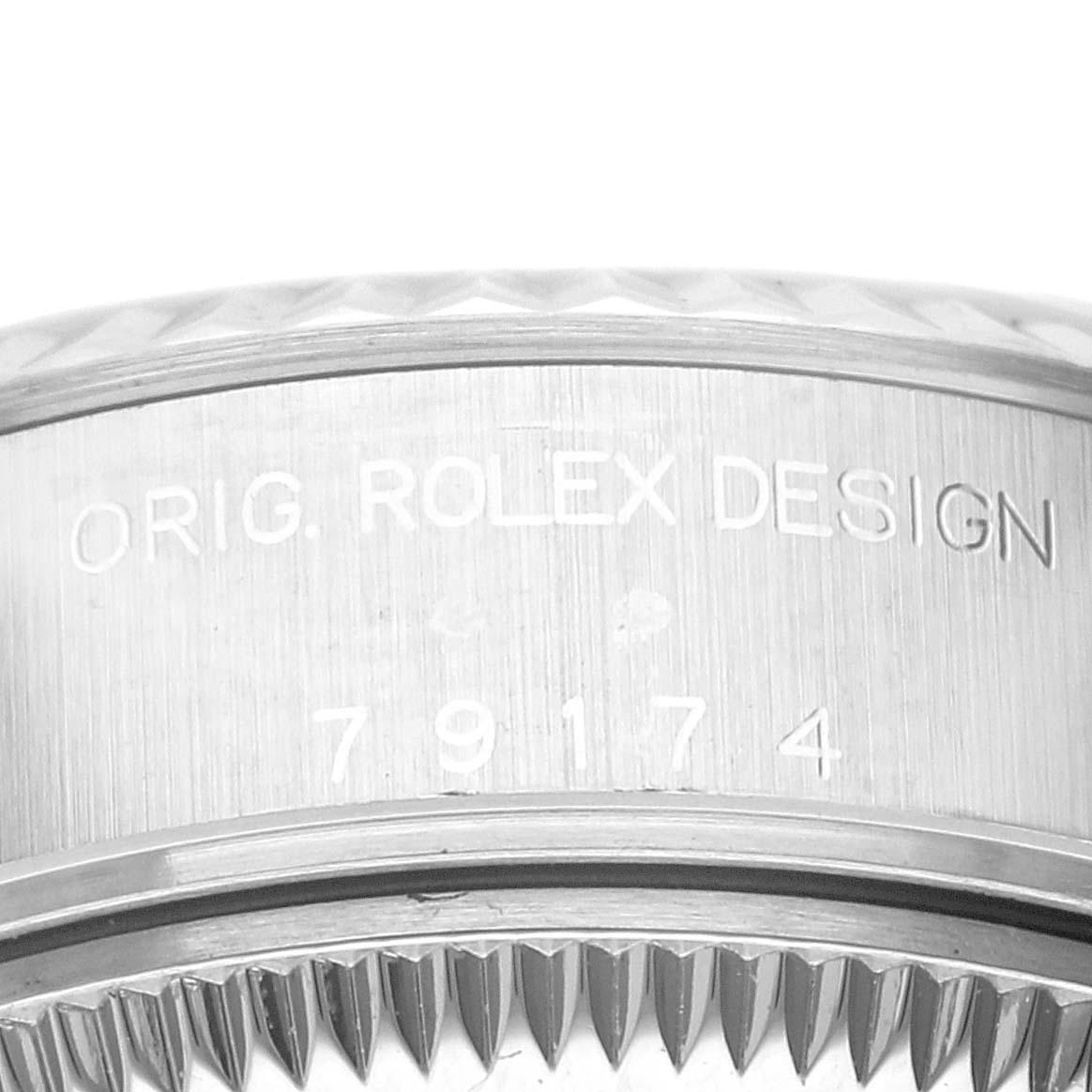 Rolex Datejust Salmon Dial White Gold Steel Ladies Watch 79174 In Excellent Condition In Atlanta, GA