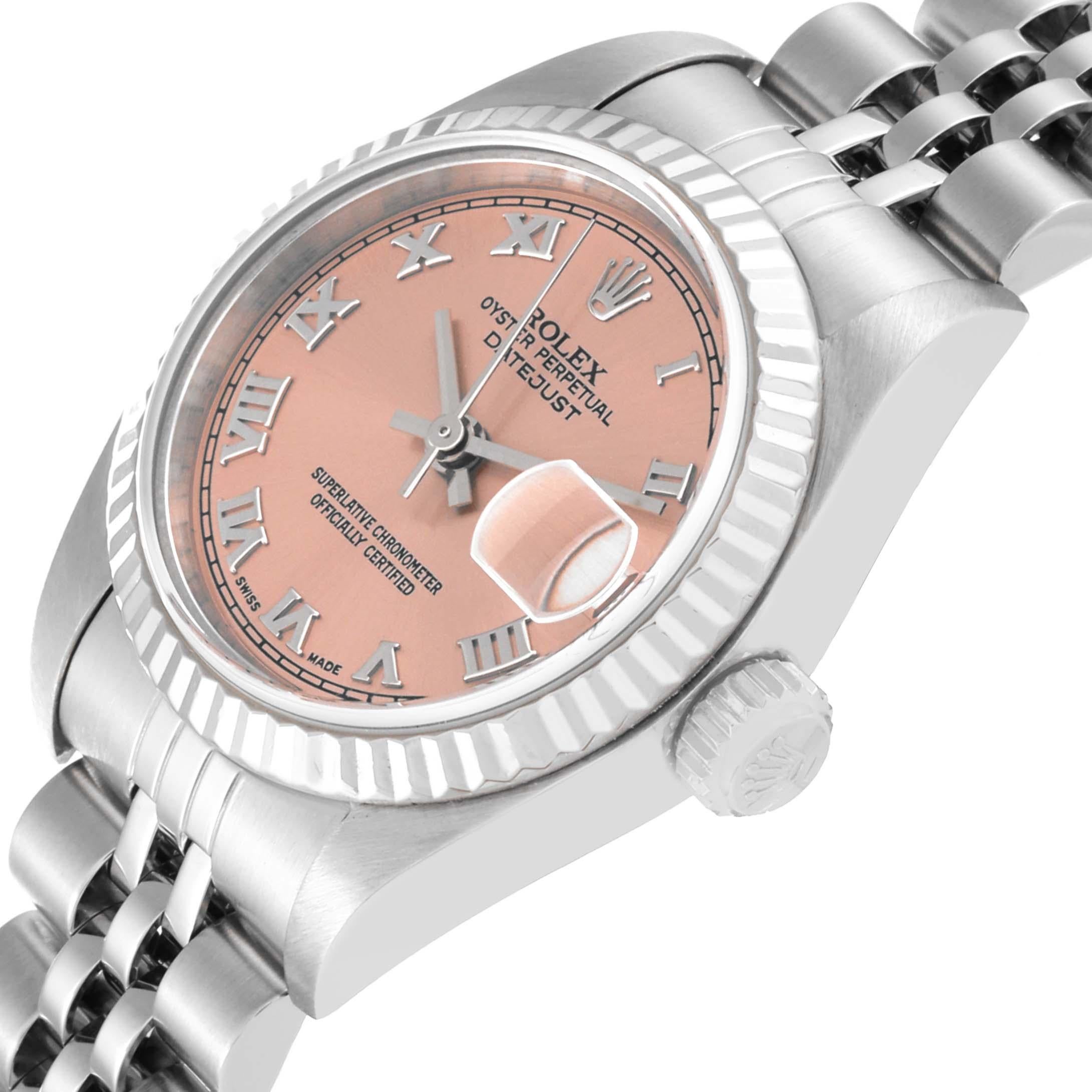 Rolex Datejust Salmon Dial White Gold Steel Ladies Watch 79174 For Sale 1