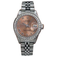 Rolex Datejust Salmon Quadrante Romano Lunetta di diamanti Orologio in acciaio