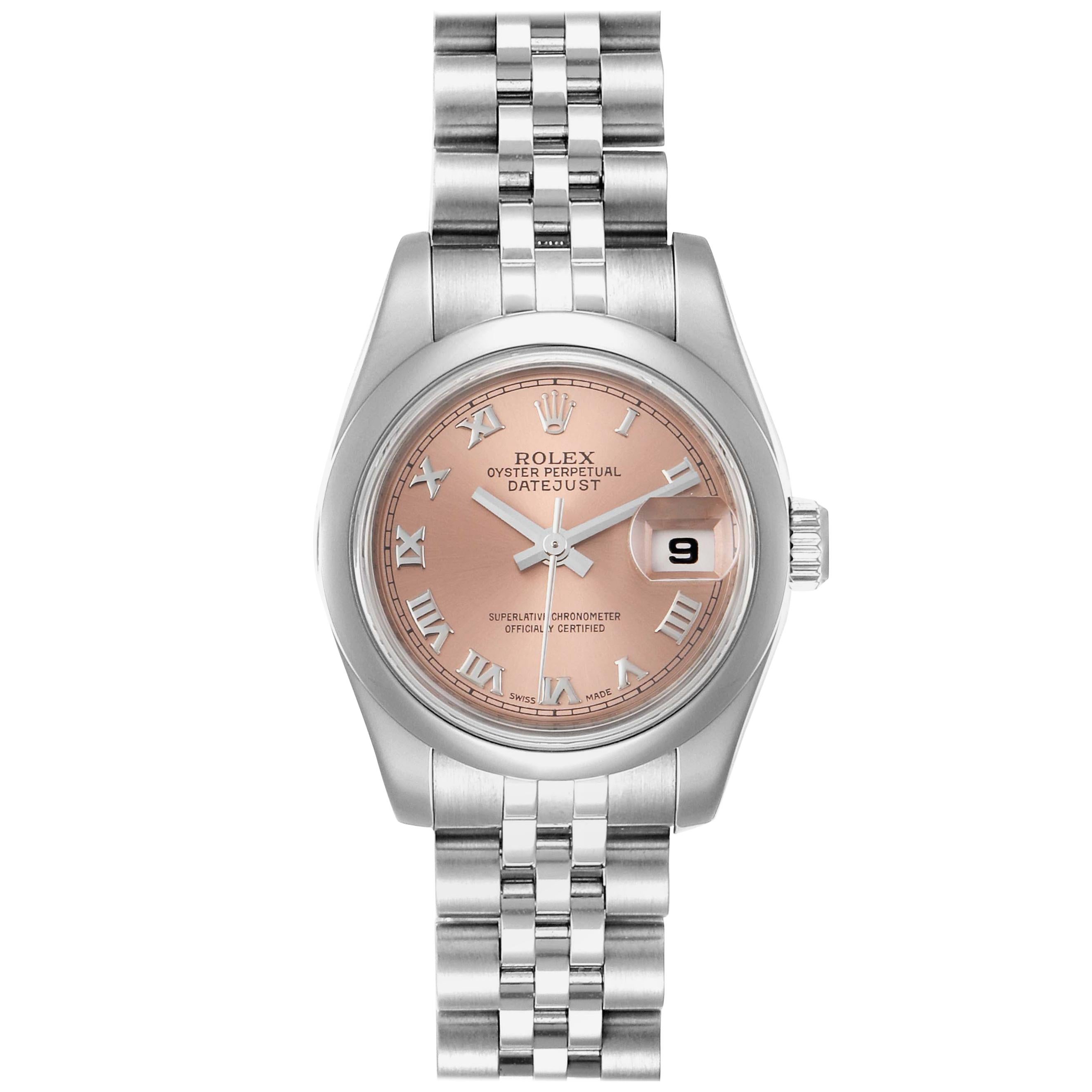 Rolex Datejust Salmon Roman Dial Steel Ladies Watch 179160