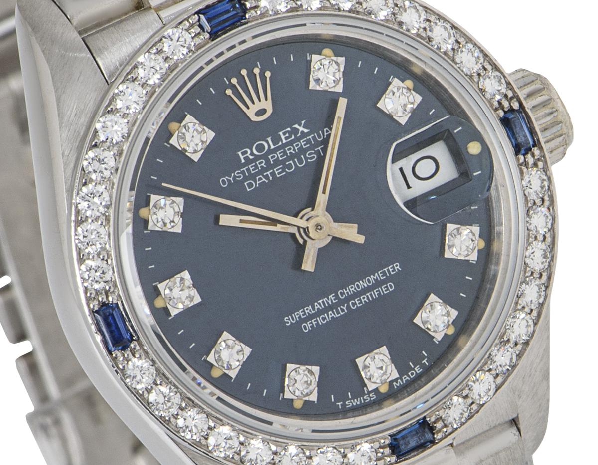 Rolex Datejust Sapphire & Diamond Set 69089 In Excellent Condition For Sale In London, GB